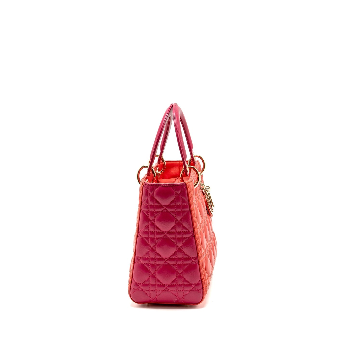 Dior Lady Lambskin Dark Purple Handbag Pink Medium Travel Bag