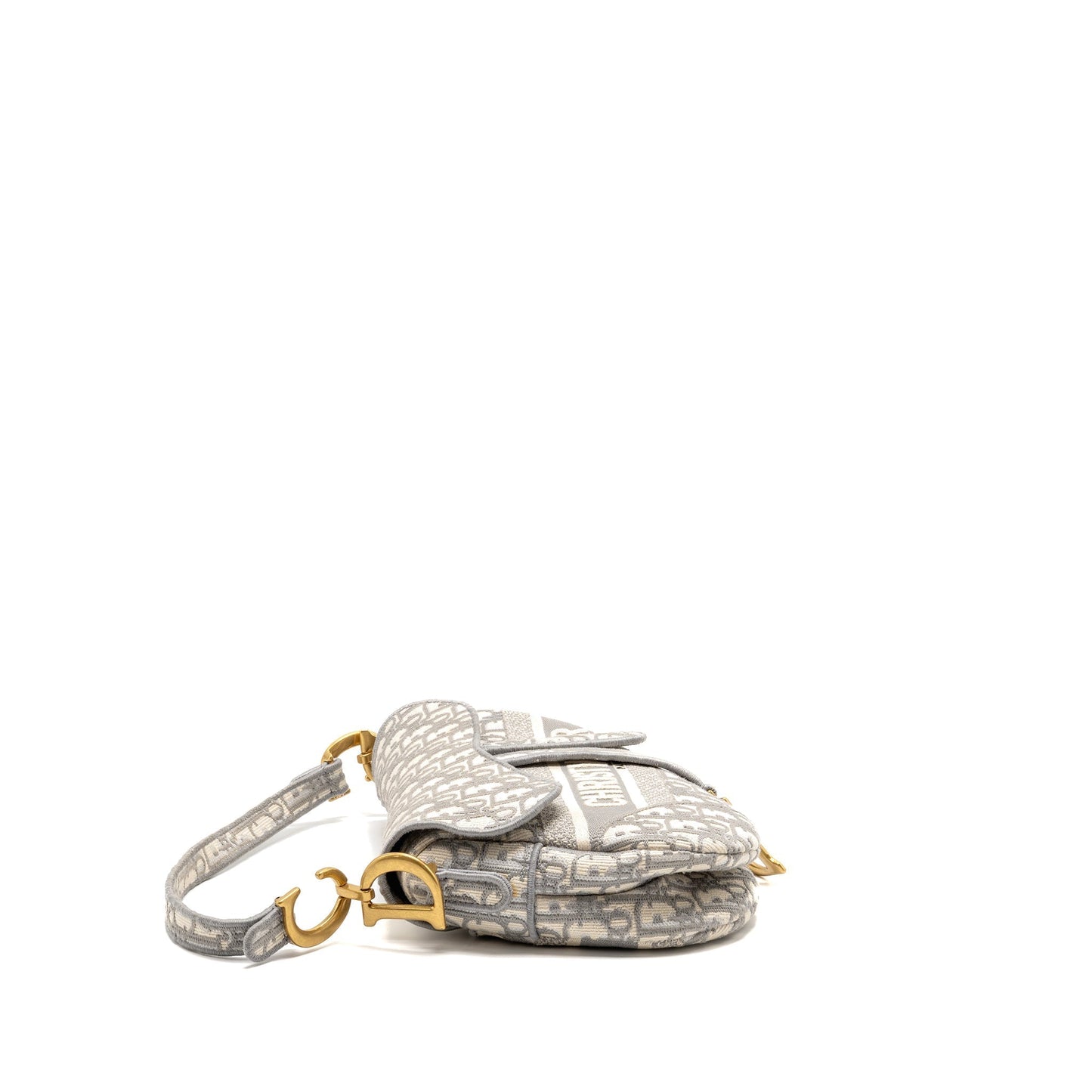 Dior Saddle Purse Oblique Embroidery Light Grey Handbag Medium Travel Bag