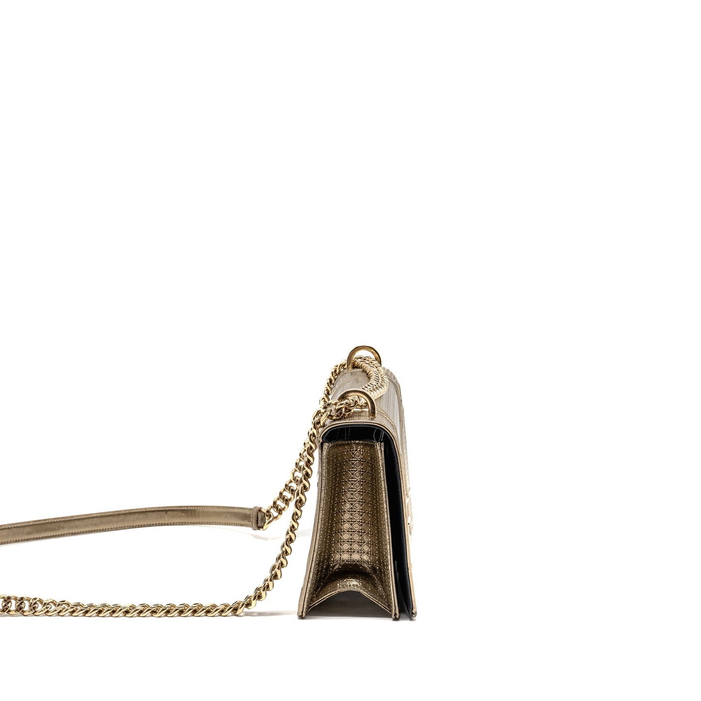 Dior ama Metallic Calfskin Light With Handbag Gold Medium Travel Bag