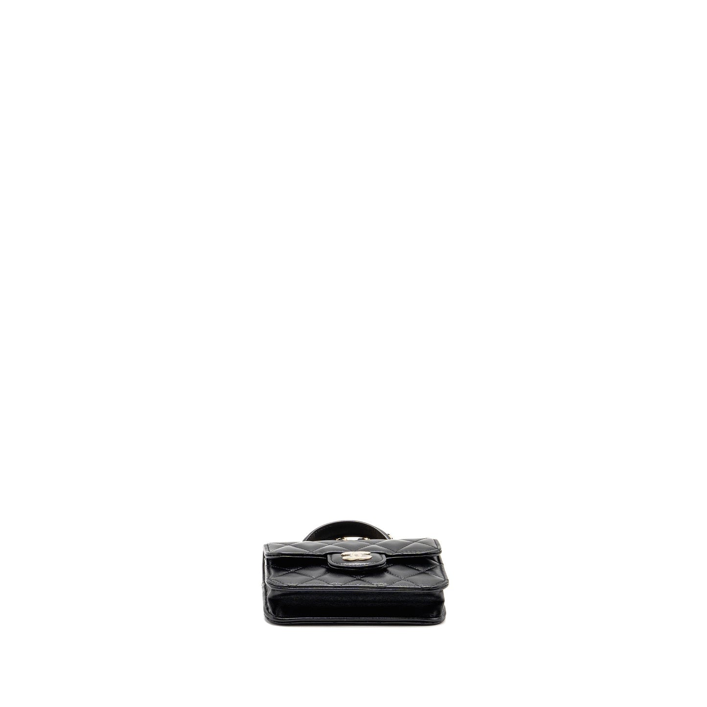 Chanel Top Handle Flap Lambskin LGHW Black Shoulder Bag 4