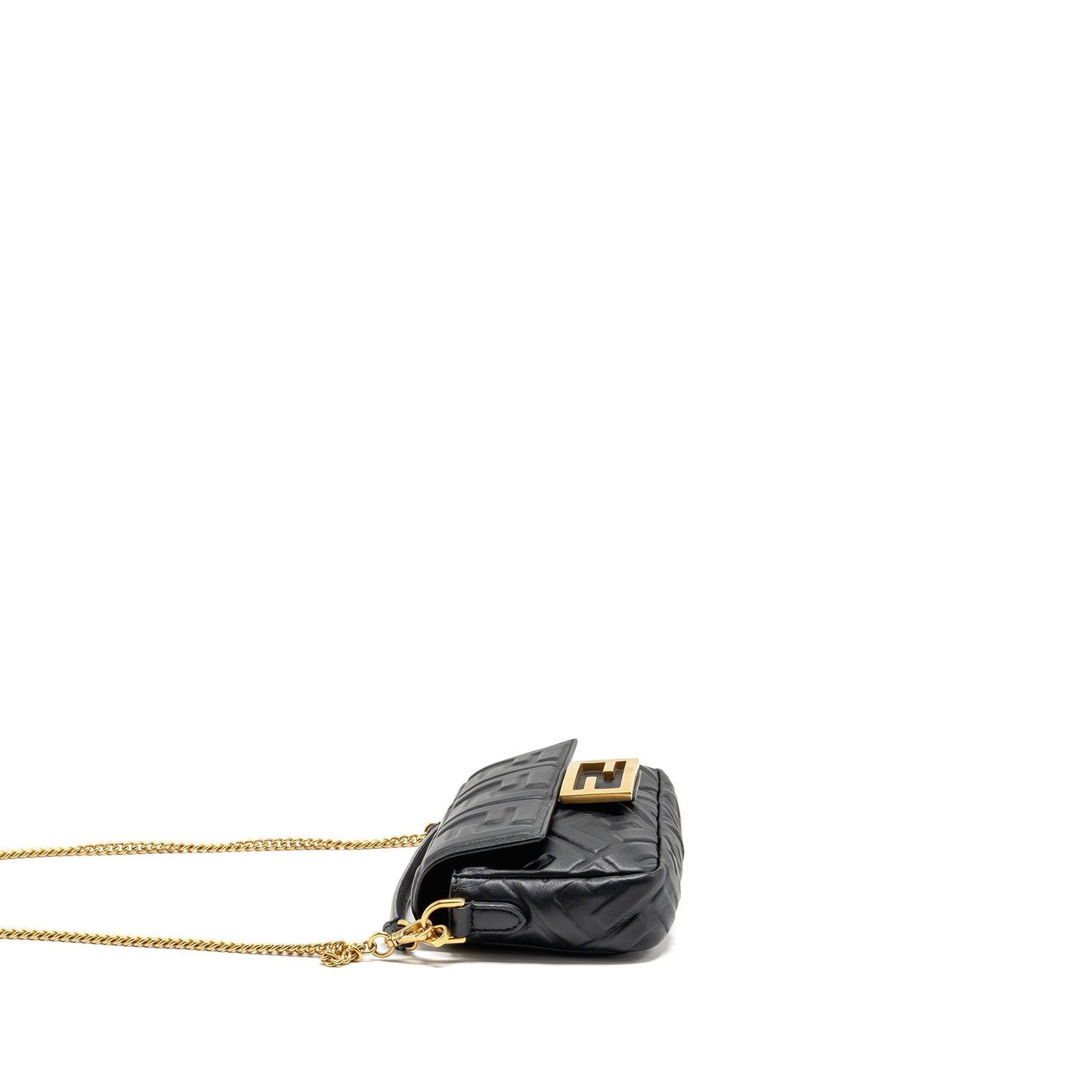 Fendi Baguette Purse Motif Lambskin Black Mini Shoulder Bag