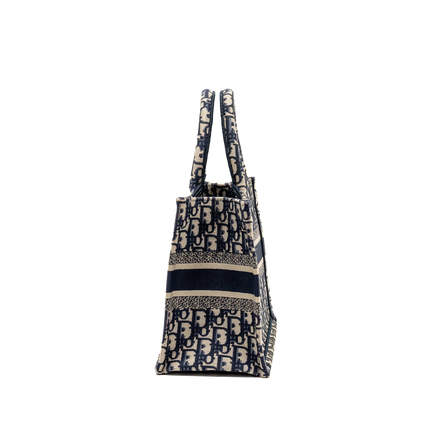 Dior Book Tote Ecru Oblique Embroidry Handbag Blue Small Tote Bag