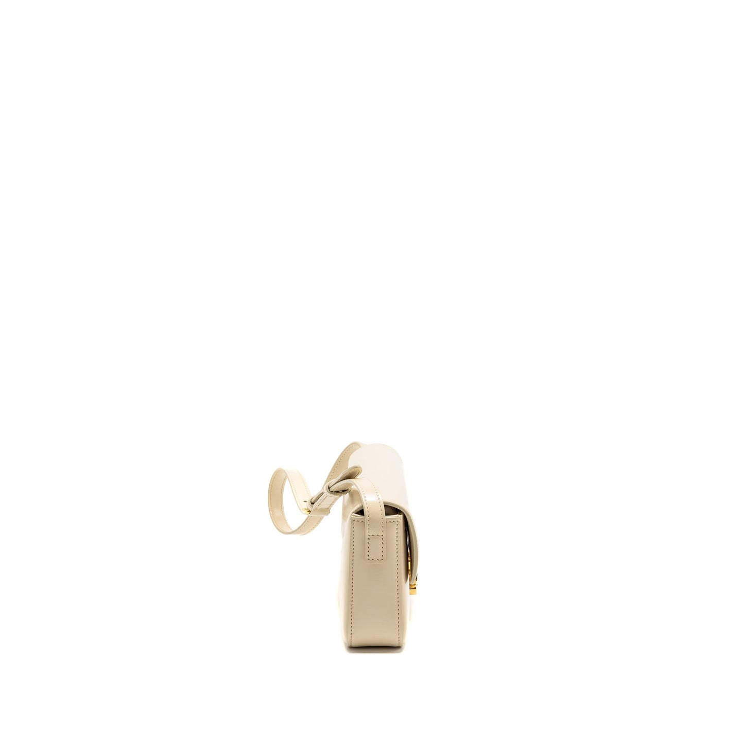 Celine Triomphe Shouder Purse Shiny Calfskin Ivory Handbag Travel Bag