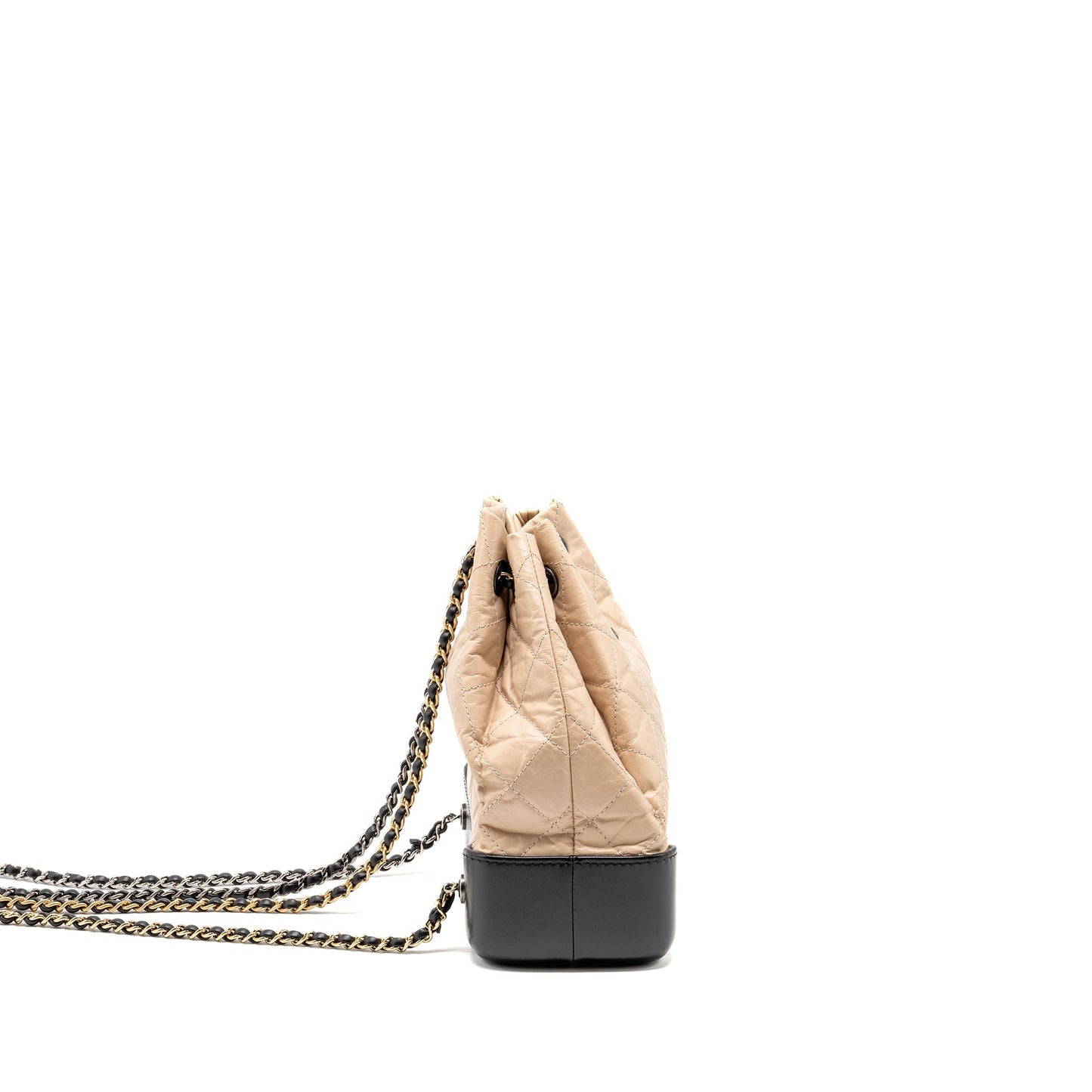 Chanel Gabrielle Backpack Aged Calfskin Hardware Multicolour Black Beige Small Hardware 1