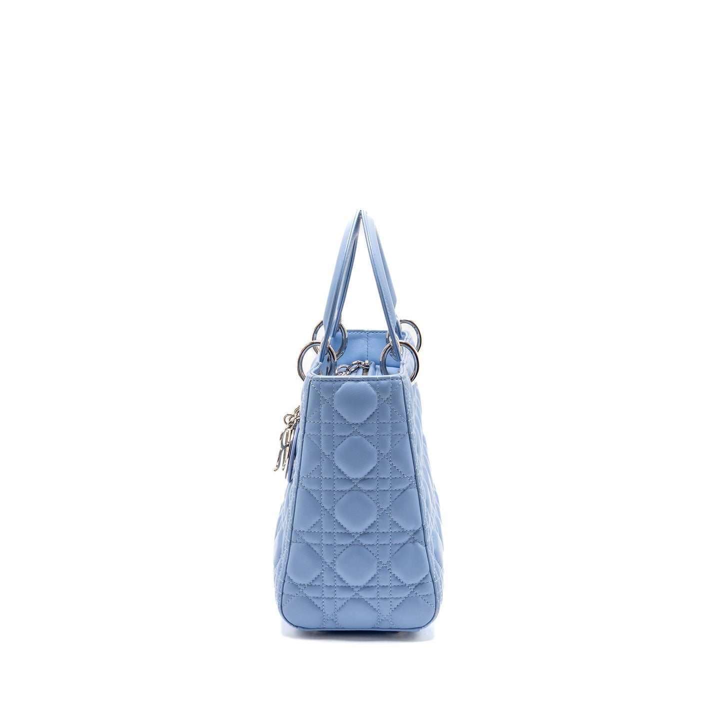 Dior Lady Lambskin Light Handbag Blue Medium Travel Bag