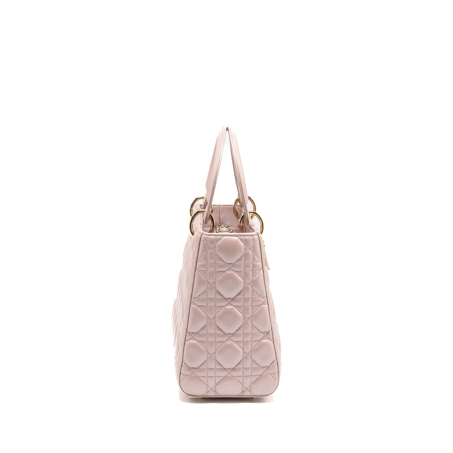 Dior Lady Lambskin Iridescent Handbag Pink Medium Travel Bag