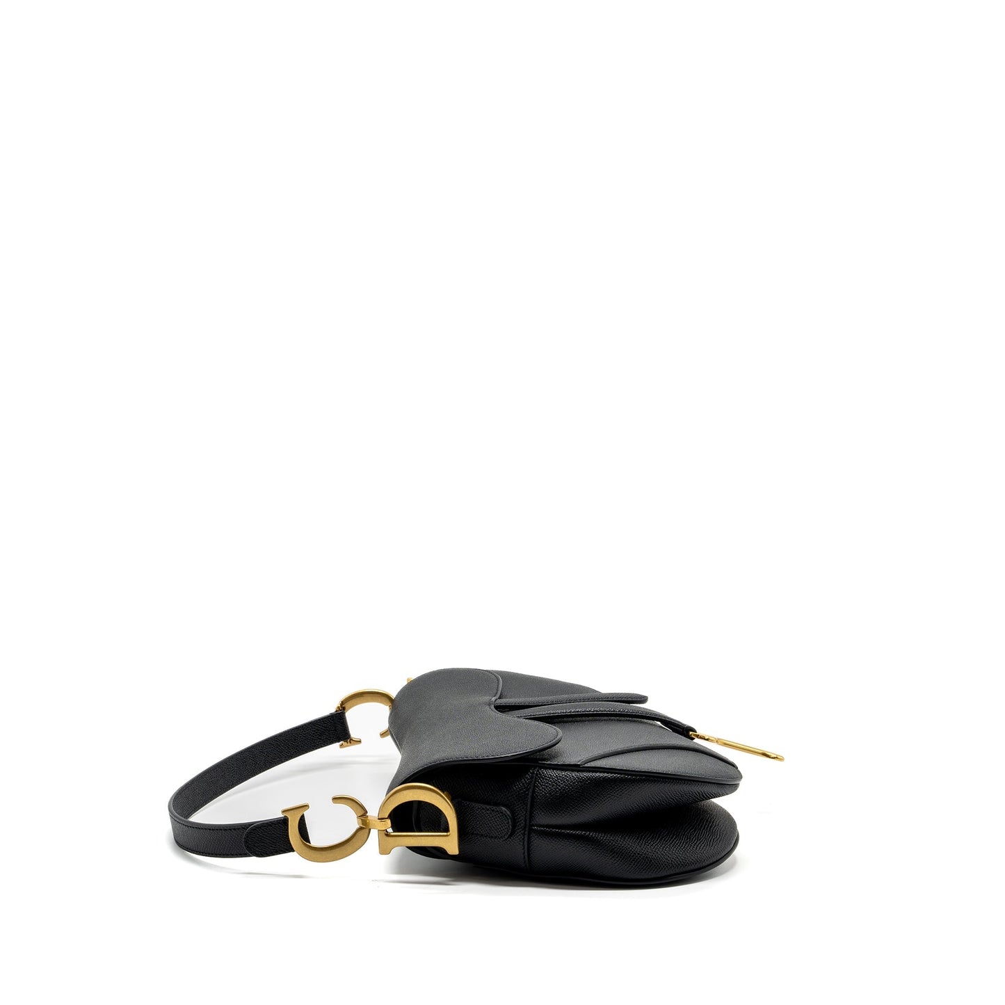 Dior Saddle Purse With Strap Grained Calfskin Handbag Black Medium Travel Bag