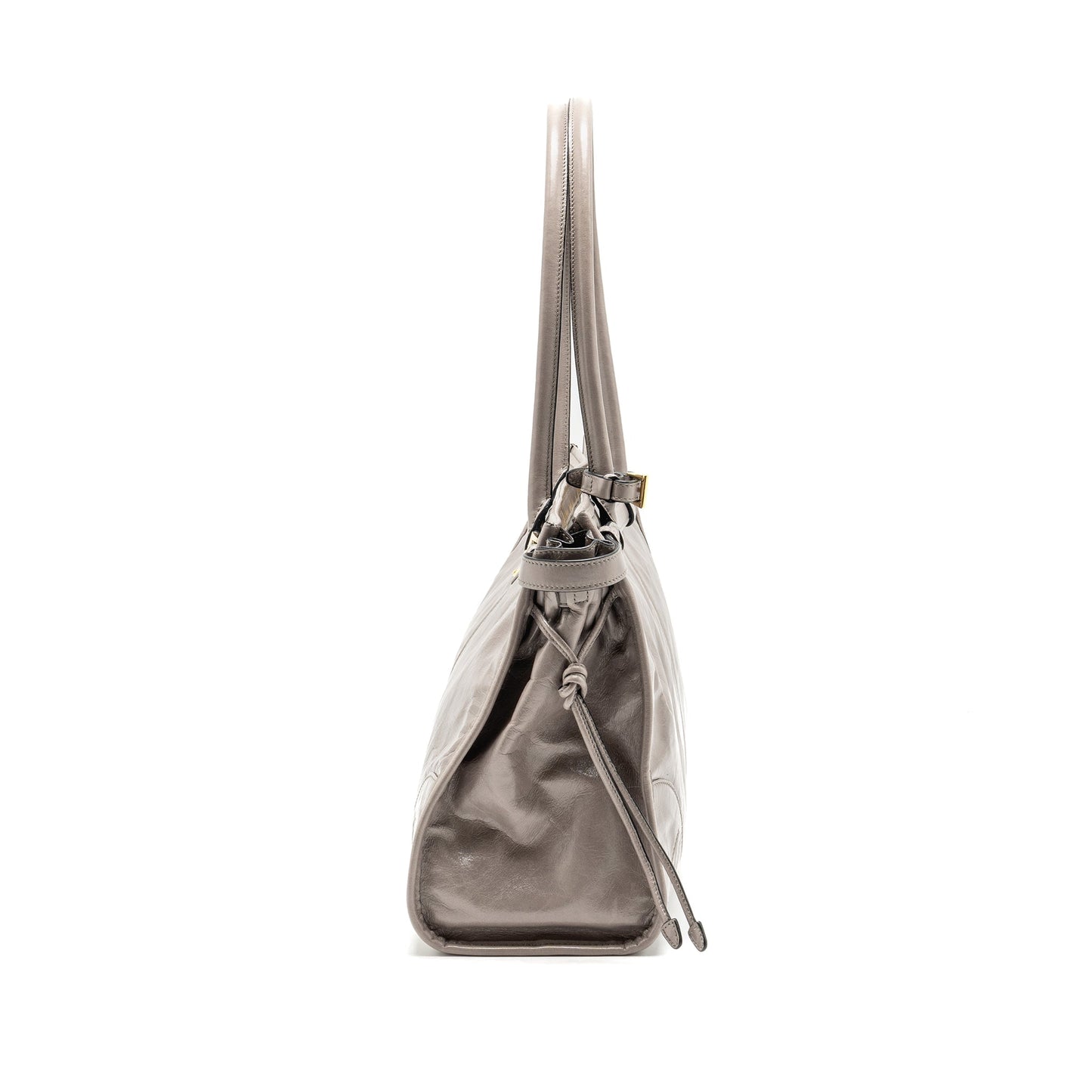 Prada Bonnie Handbag Calfskin Grey Large Travel Bag