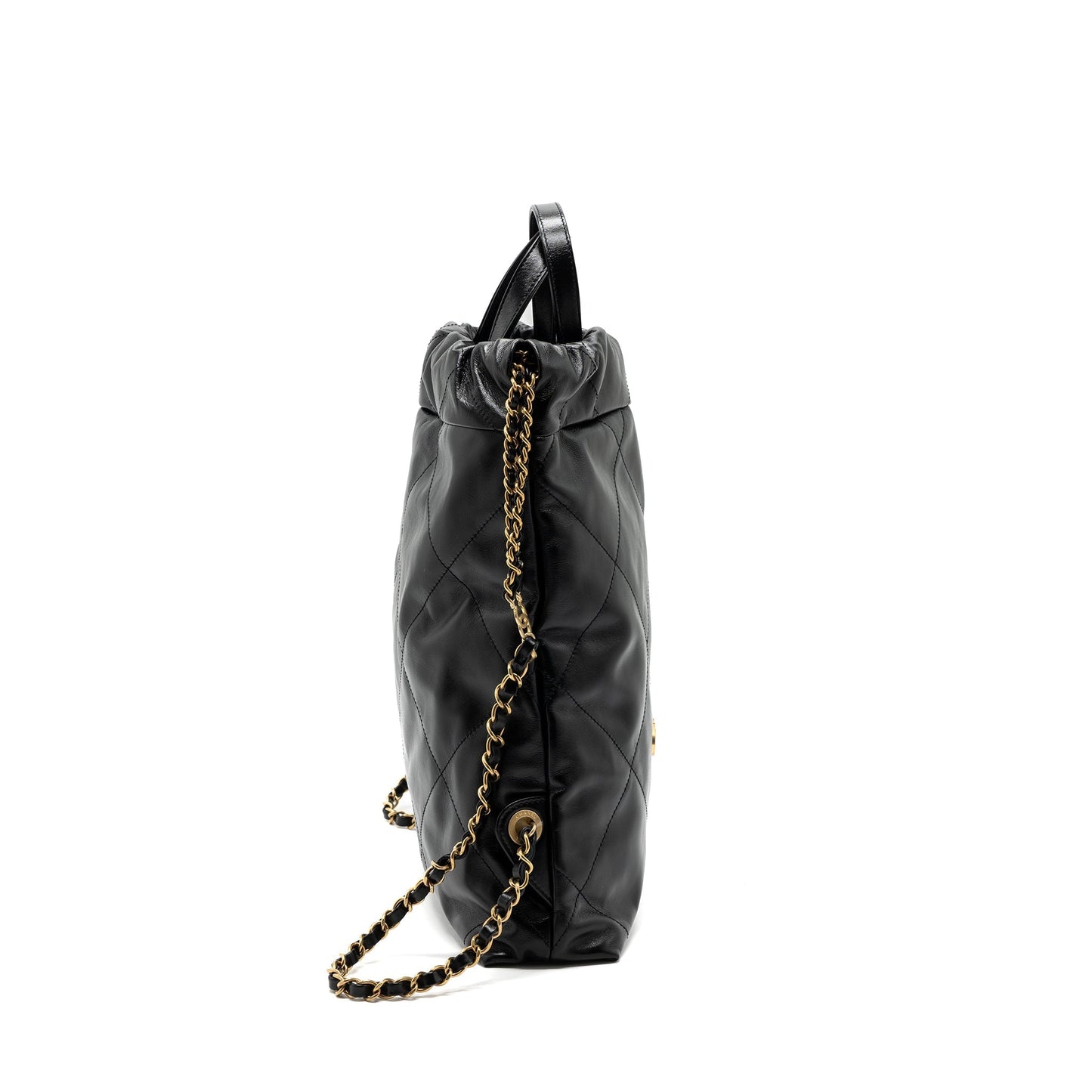 Chanel 22 Backpack Shiny Calfskin GHW Microchip Black