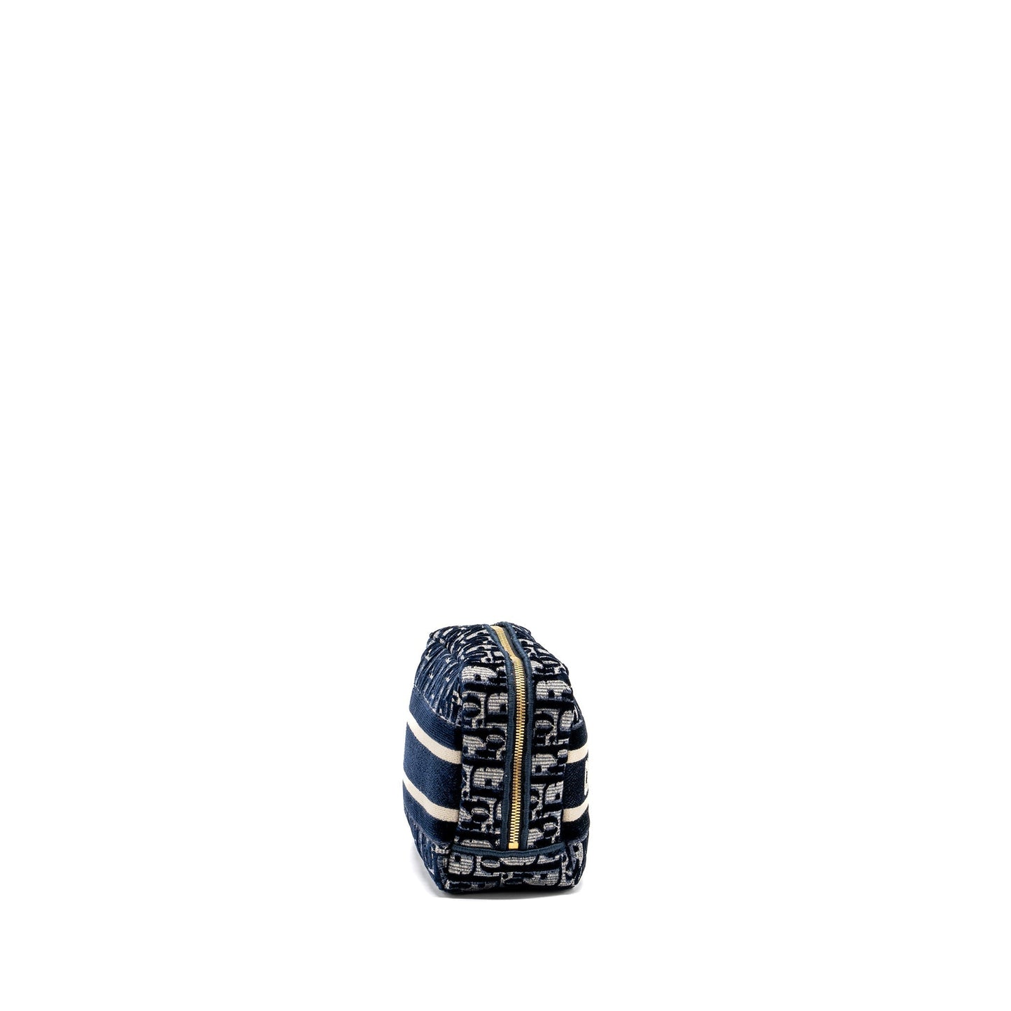 Dior Beauty Pouch Oblique Jacquard Velvet Handbag Blue Travel Bag