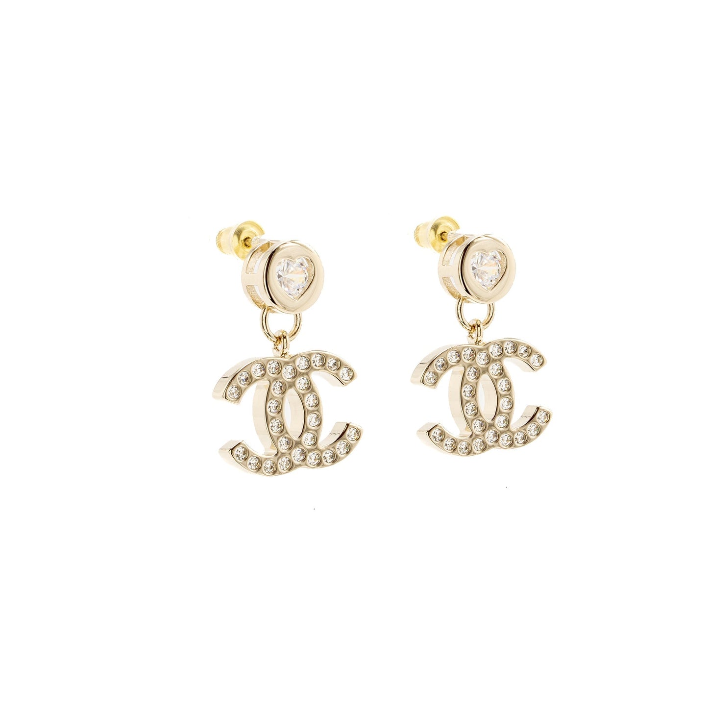 Chanel Heart Shape CC Logo Drop Crystal Gold Handbag