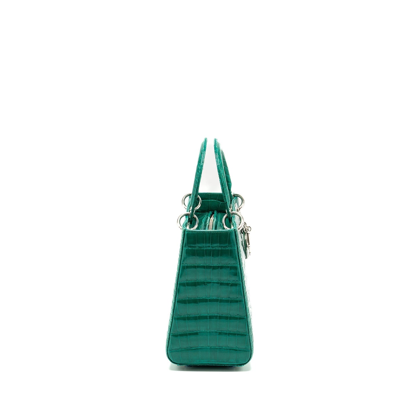 Dior Lady Crocodile With Crystal Handbag Green Medium Travel Bag