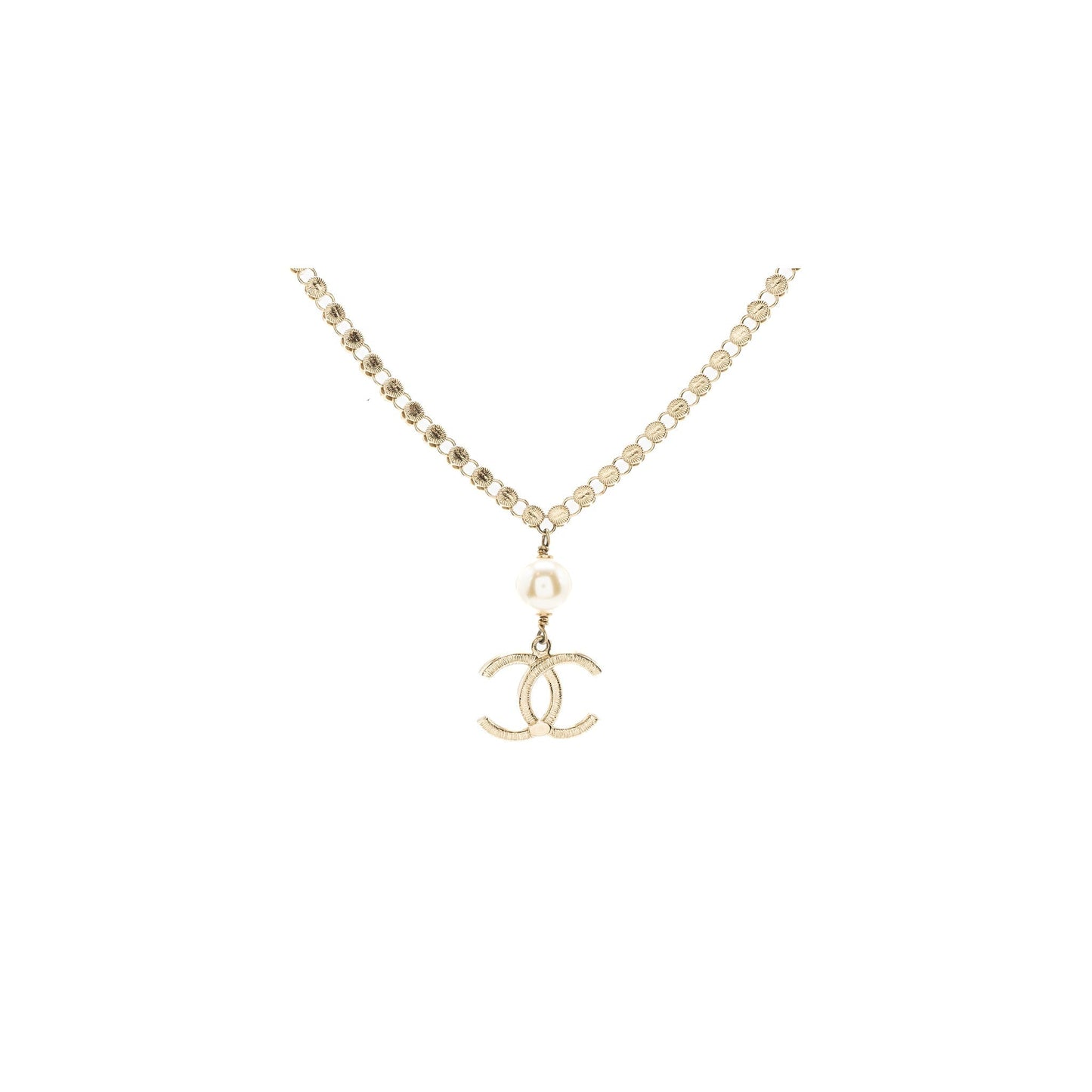 Chanel CC Logo Drop Chocker Crystal Pearl Gold Handbag
