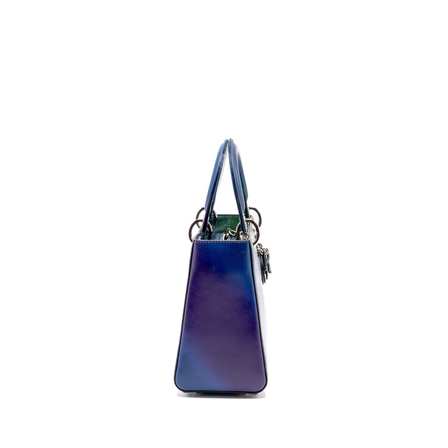 Dior Lady Box Calfskin Gradient Purple Handbag Blue Green Travel Bag