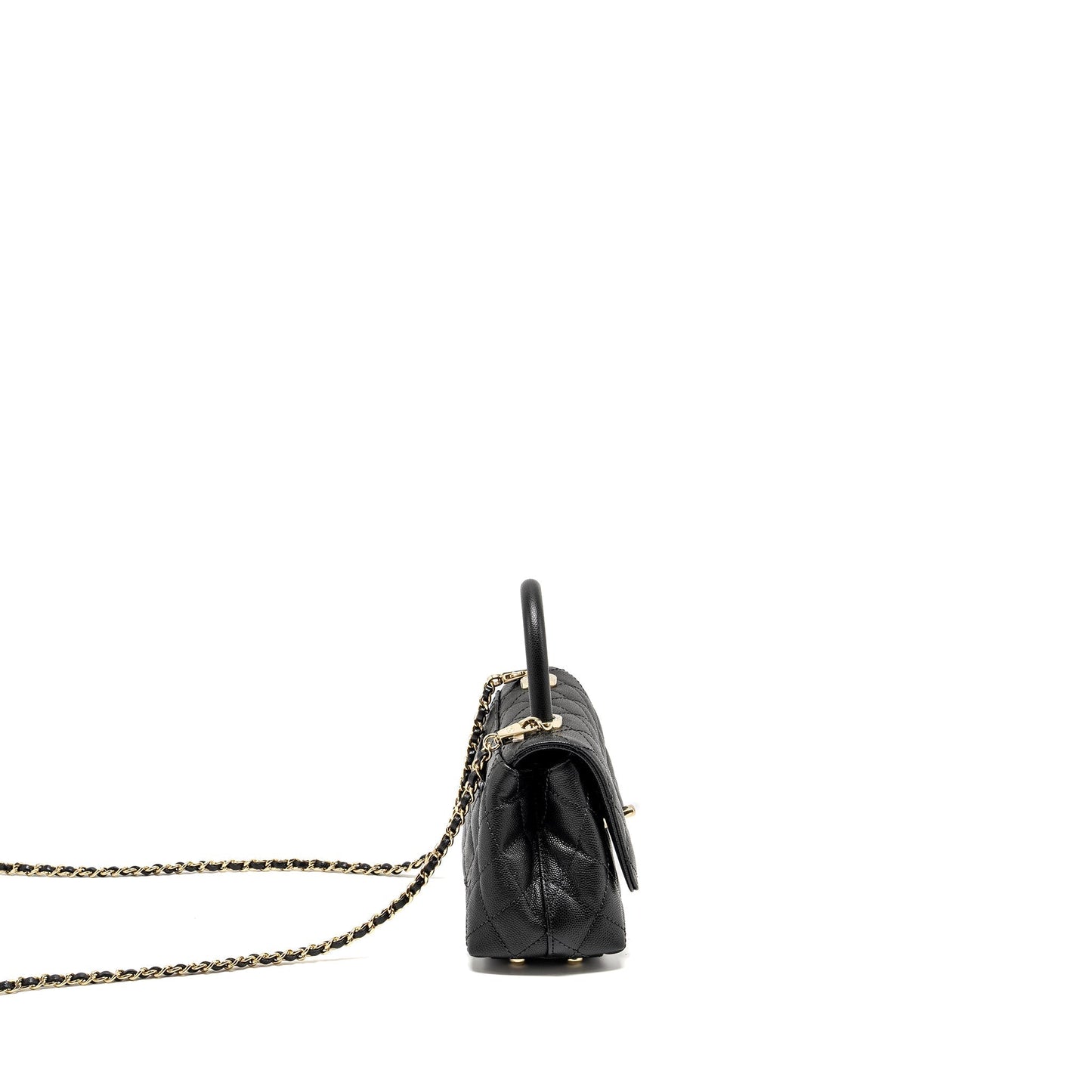 Chanel CocoHandle Caviar LGHW Microchip Black Mini Bag