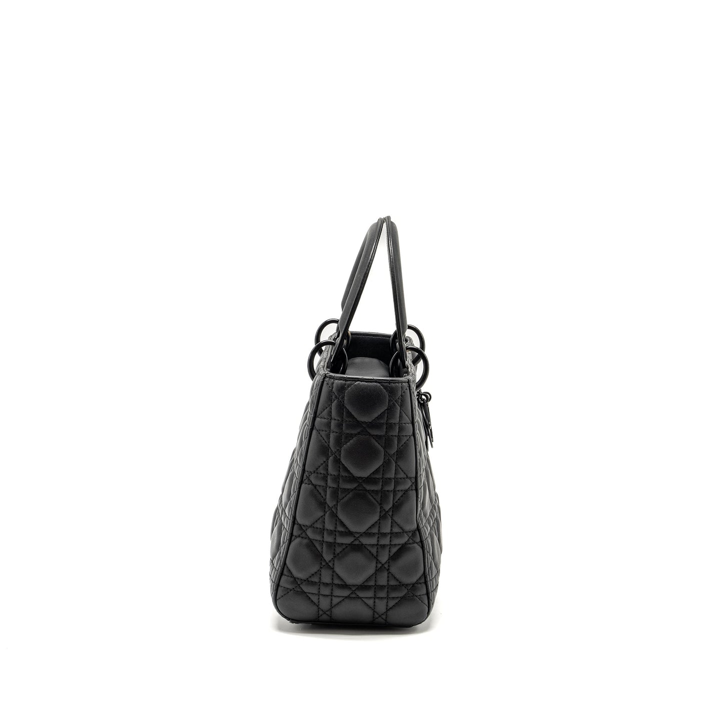 Dior Lady Ultramatte Cannage Calfskin So Handbag Black Medium Travel Bag