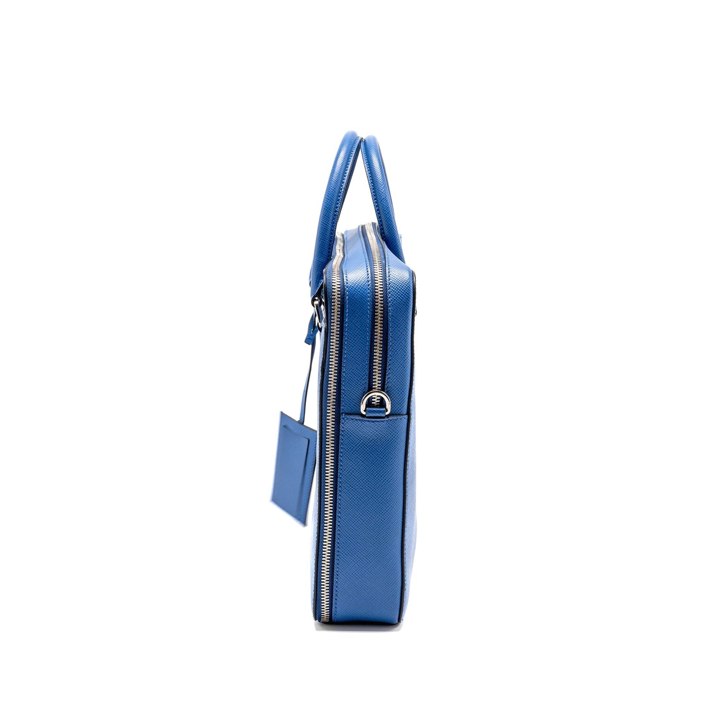 Prada Saffiano Briefcase Azzurro Handbag Travel Bag