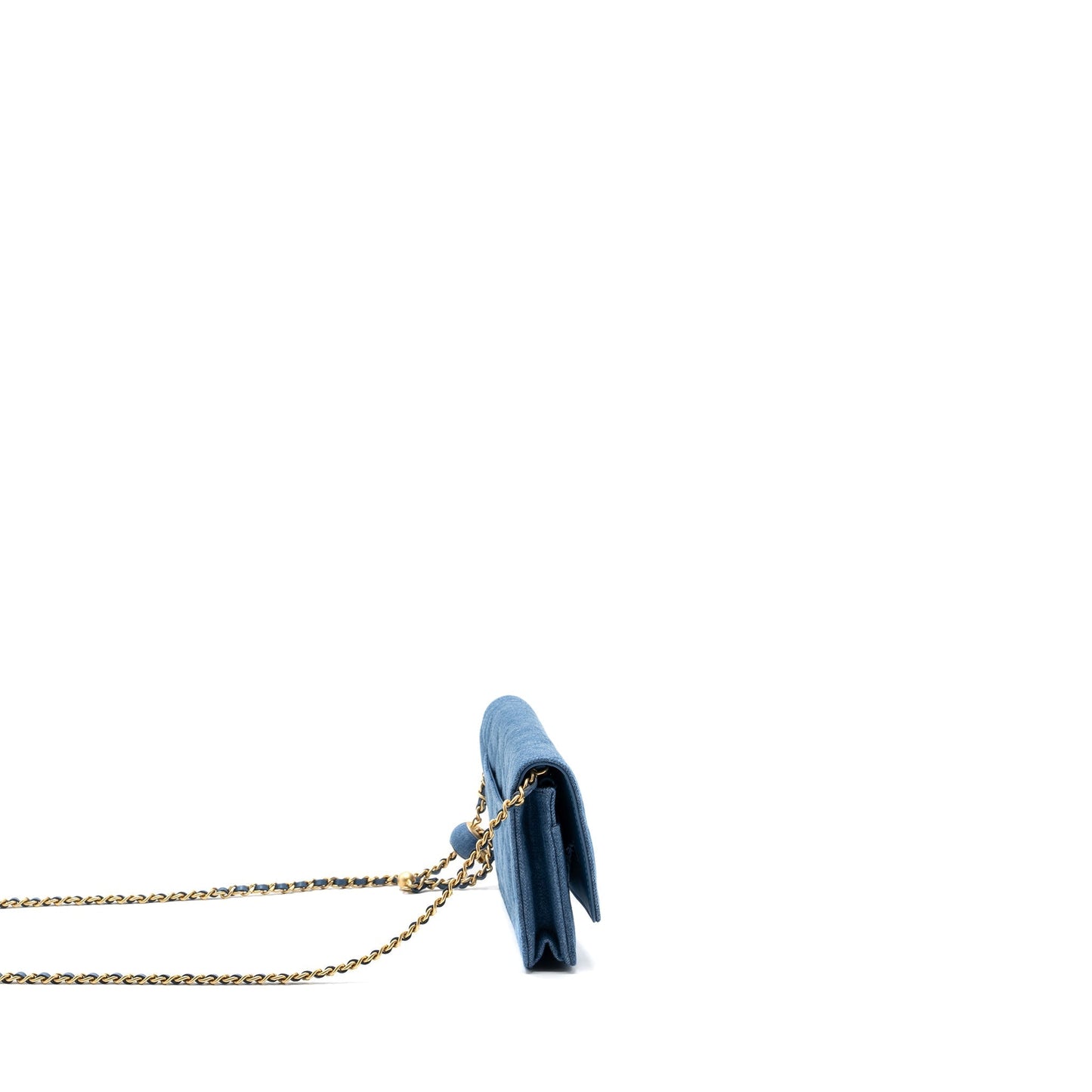 Chanel 22C Pearl Crush on Denim GHW Blue Wallet Case