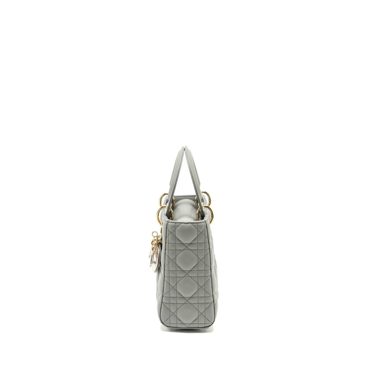 Dior My Lady Lambskin Stone Grey Handbag Small Travel Bag