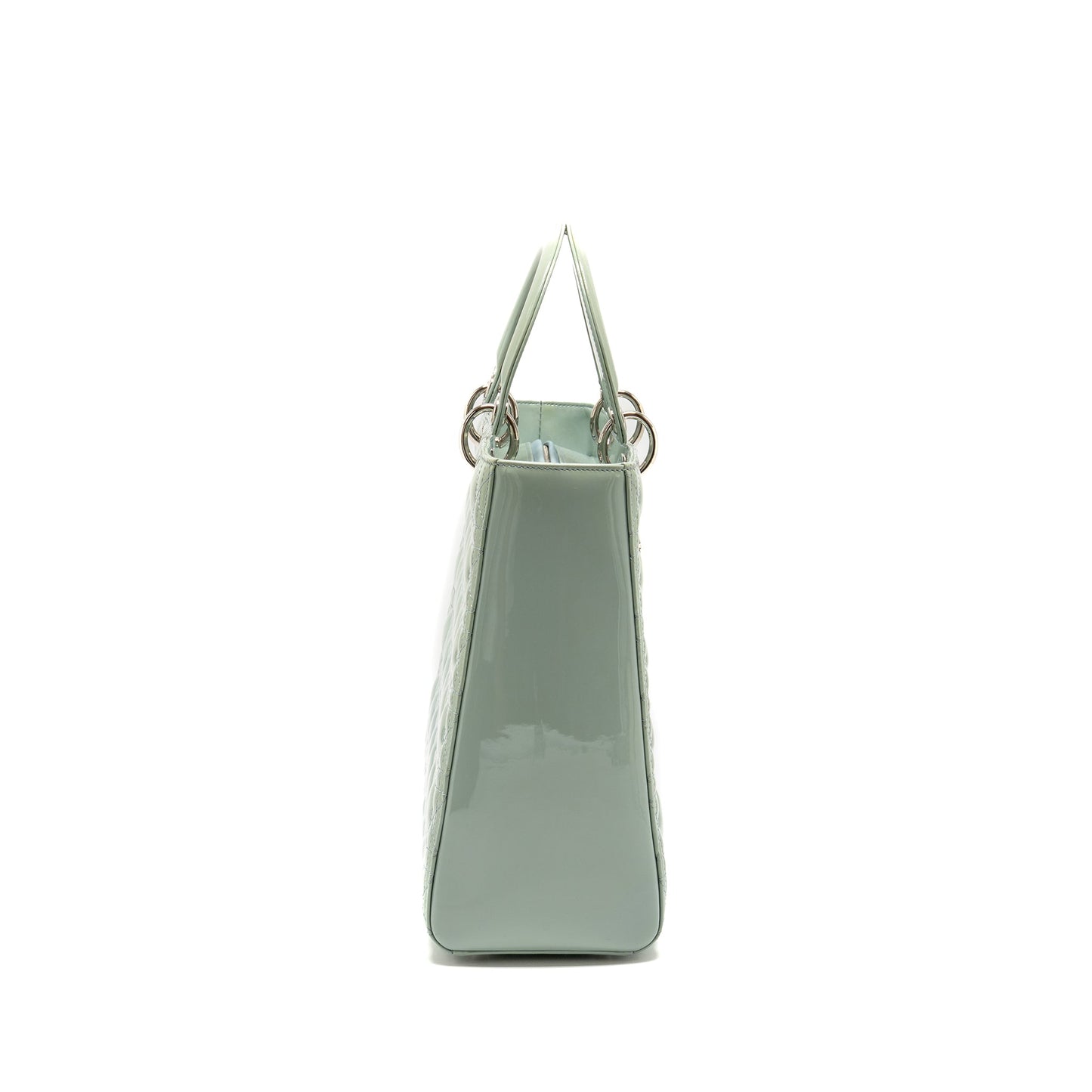 Dior Lady Patent Light Handbag Blue Large Travel Bag