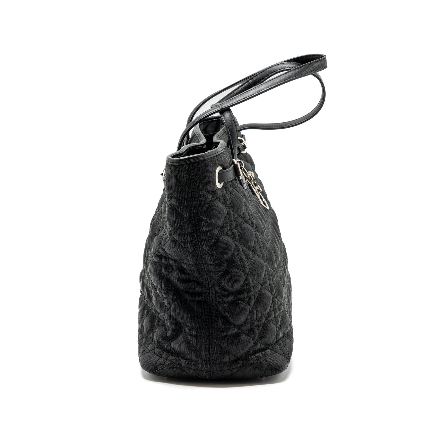 Dior Shopping Tote Purse Fabric Handbag Leather Black Tote Bag