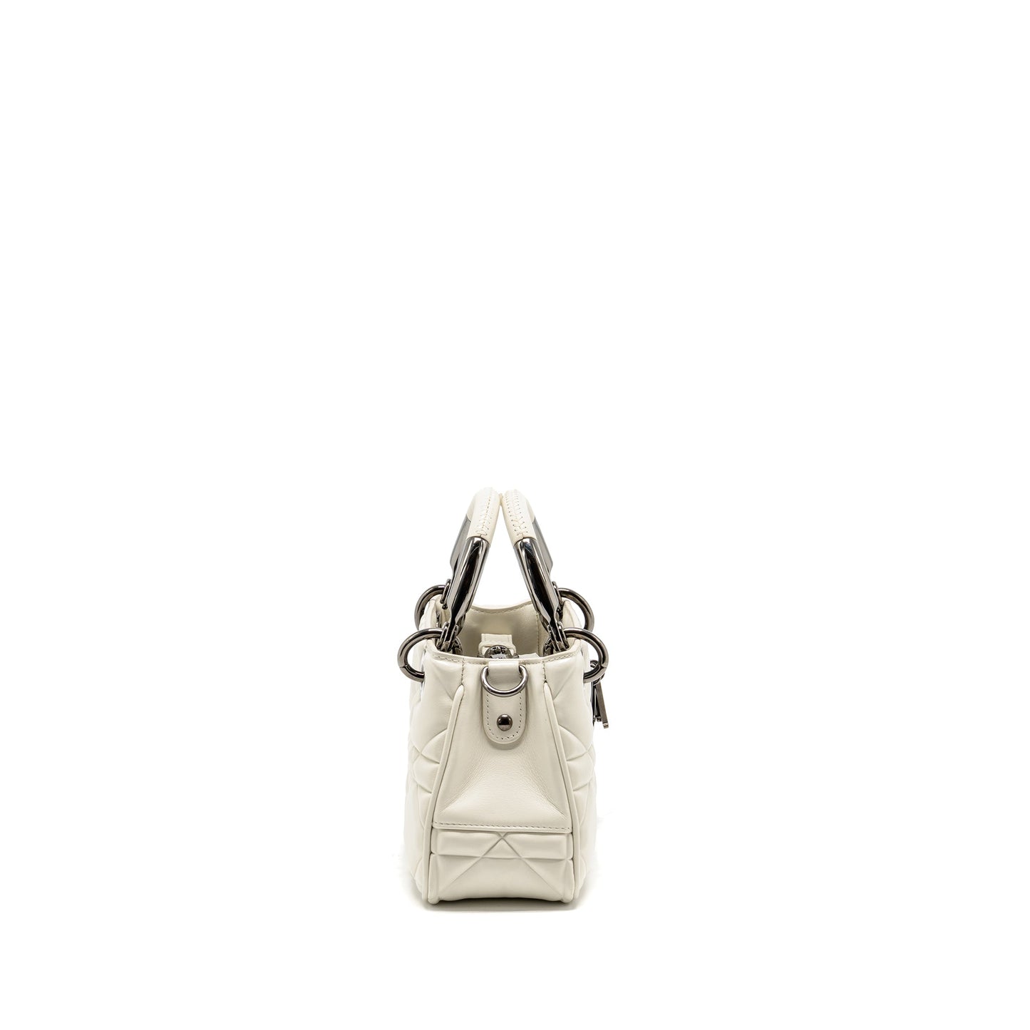 Dior Lady . Handbag Lambskin With Hardware Black White Travel Bag