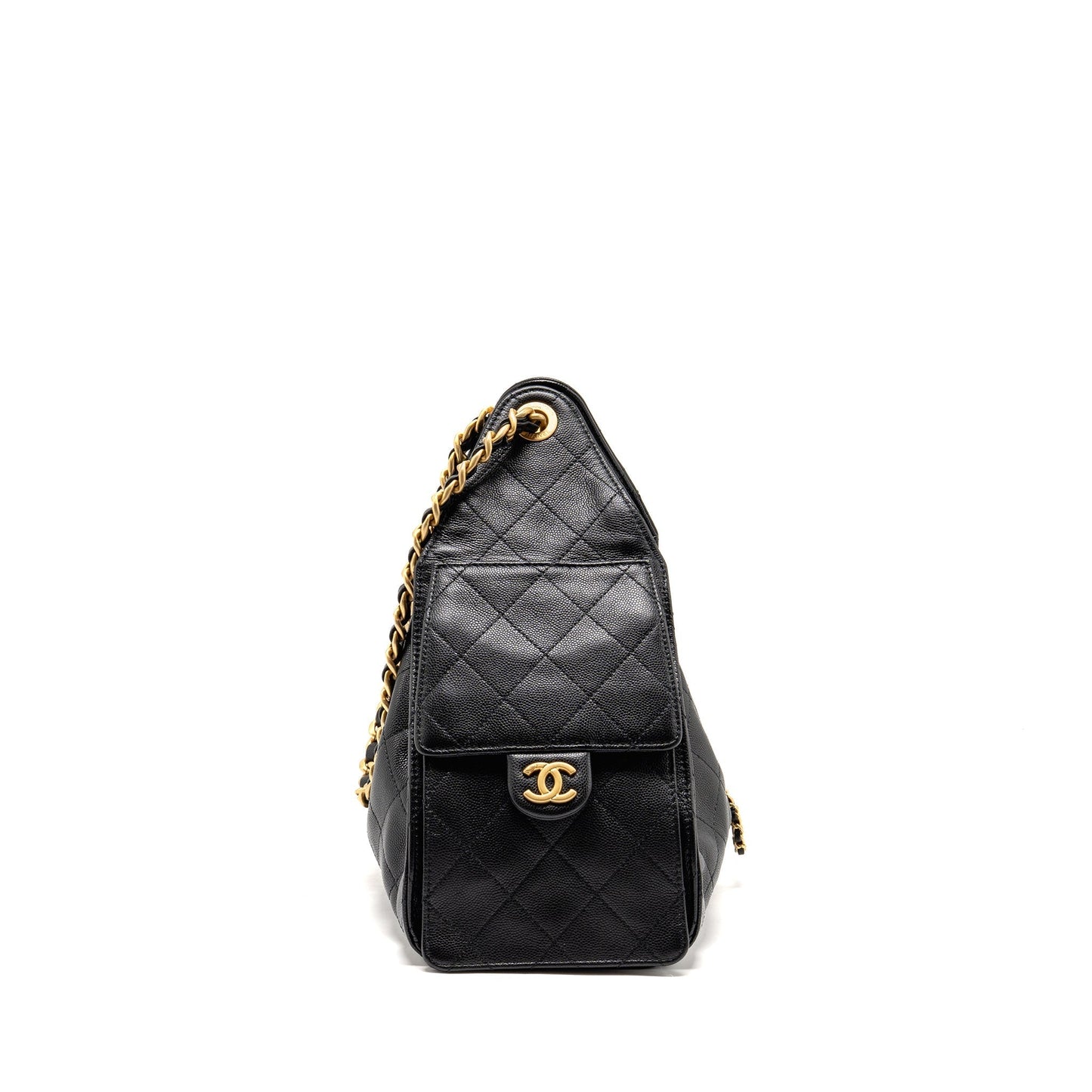 Chanel 25 caviar GHW microchip Black Small Handbag Bag Black