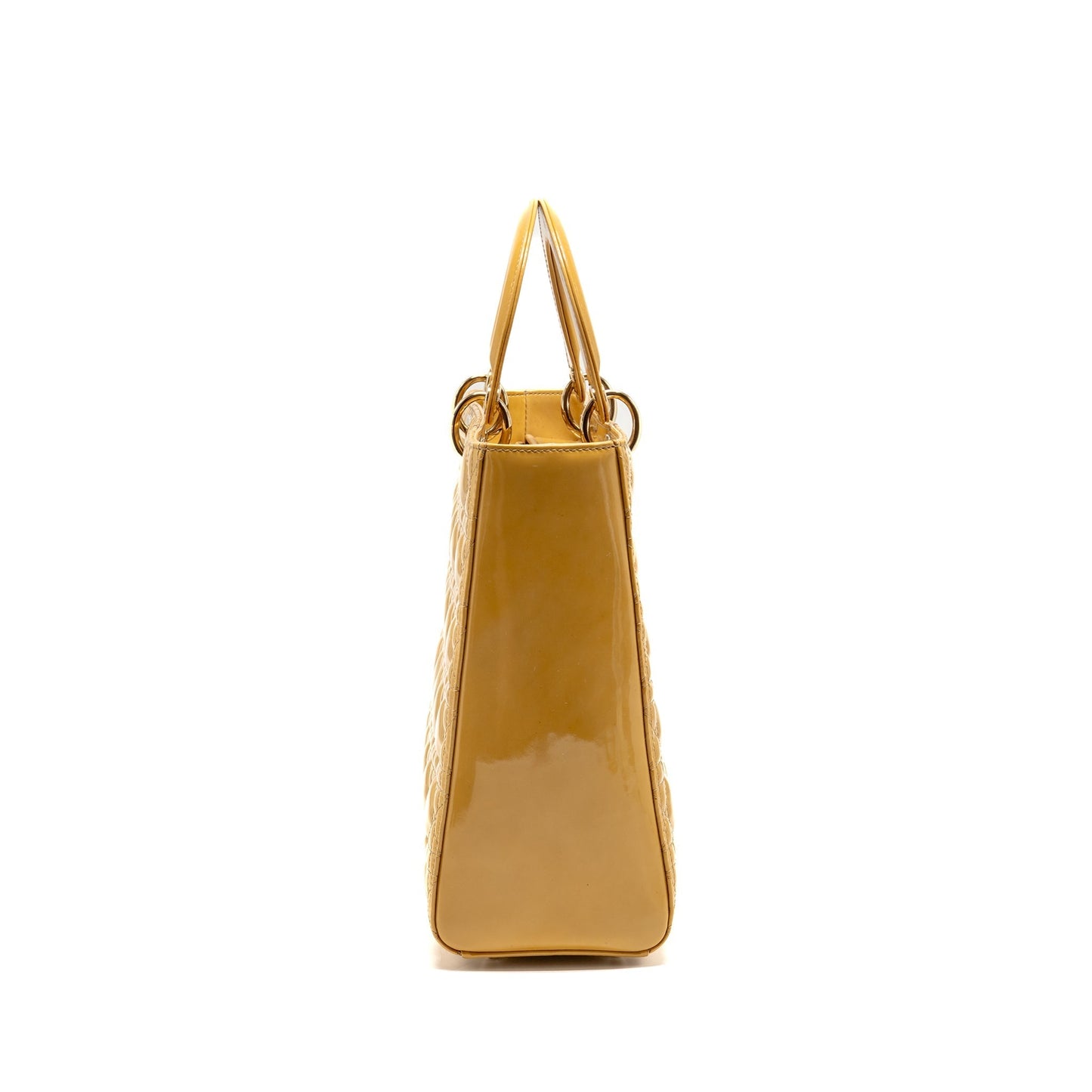 Dior Lady Patent Handbag Leather Beige Travel Bag Beige Handbag