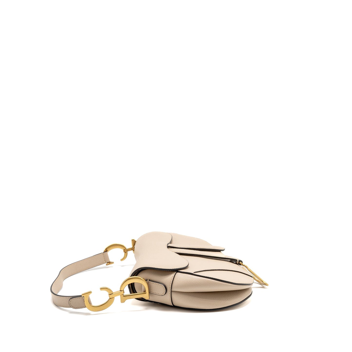 Dior Saddle Purse Calfskin Handbag Beige Medium Travel Bag