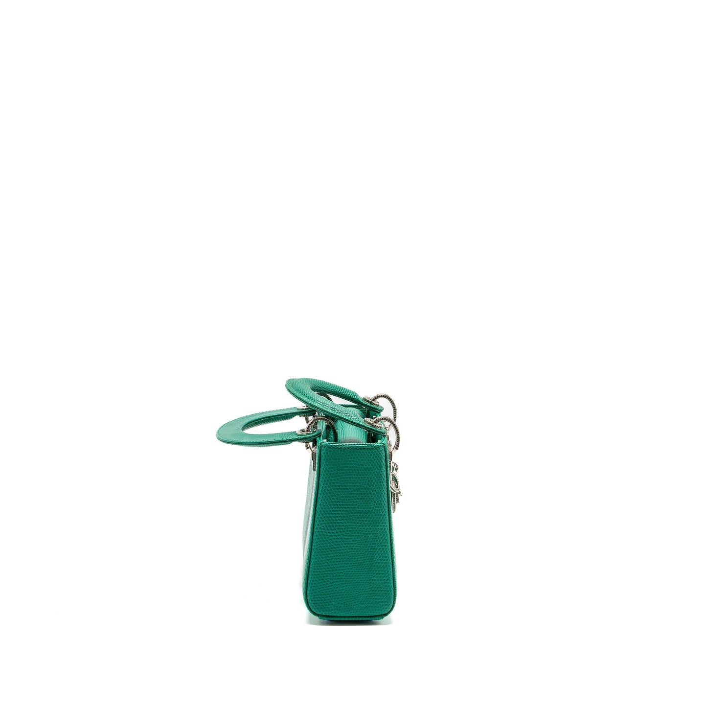 Dior Lady Lizard With Crystal Buckle Handbag Green Mini Travel Bag
