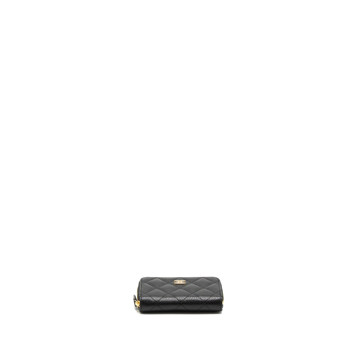 Chanel Zip Card Holder Caviar GHW Microchip Black Wallet Case