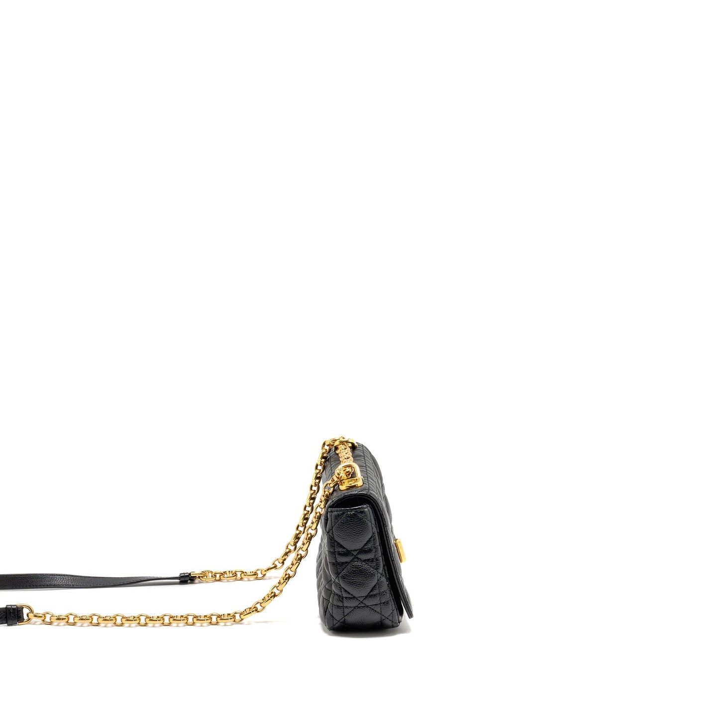 Dior Caro Purse Calfskin Handbag Black Small Travel Bag