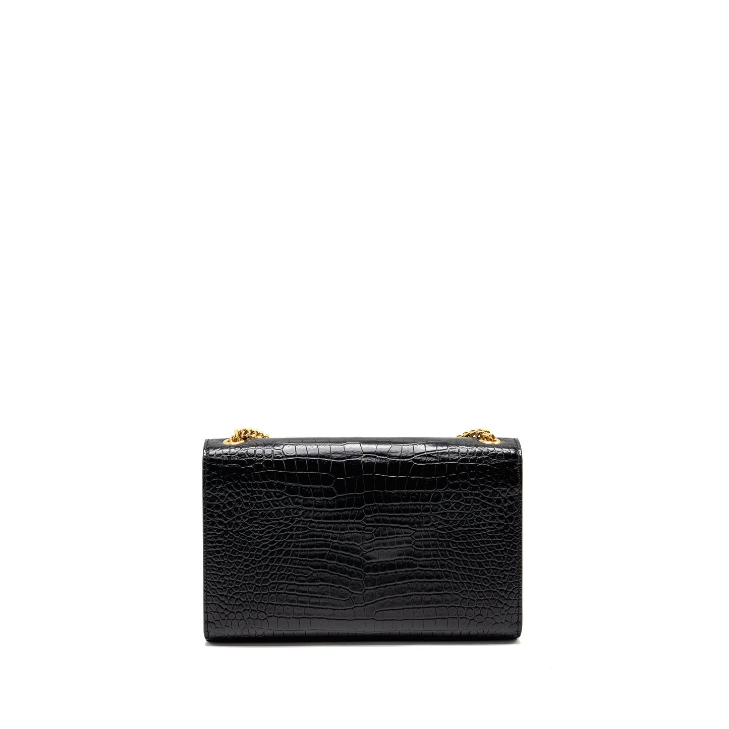 YSL Saint Laurent Kate Tassel Purse Crocodile Embossed Calfskin Travel Black Medium Travel Bag