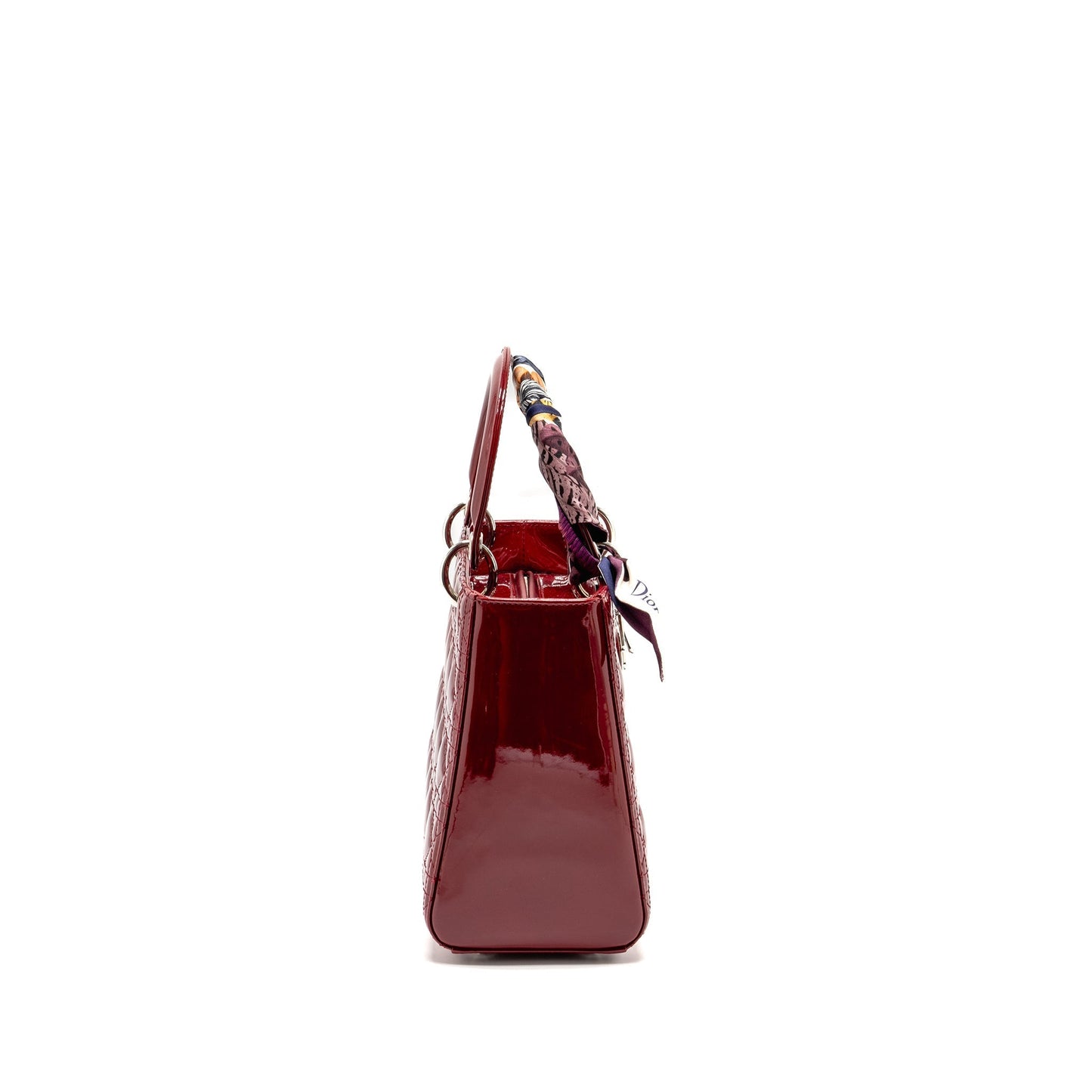 Dior Lady Patent Dark Handbag Red Medium Travel Bag