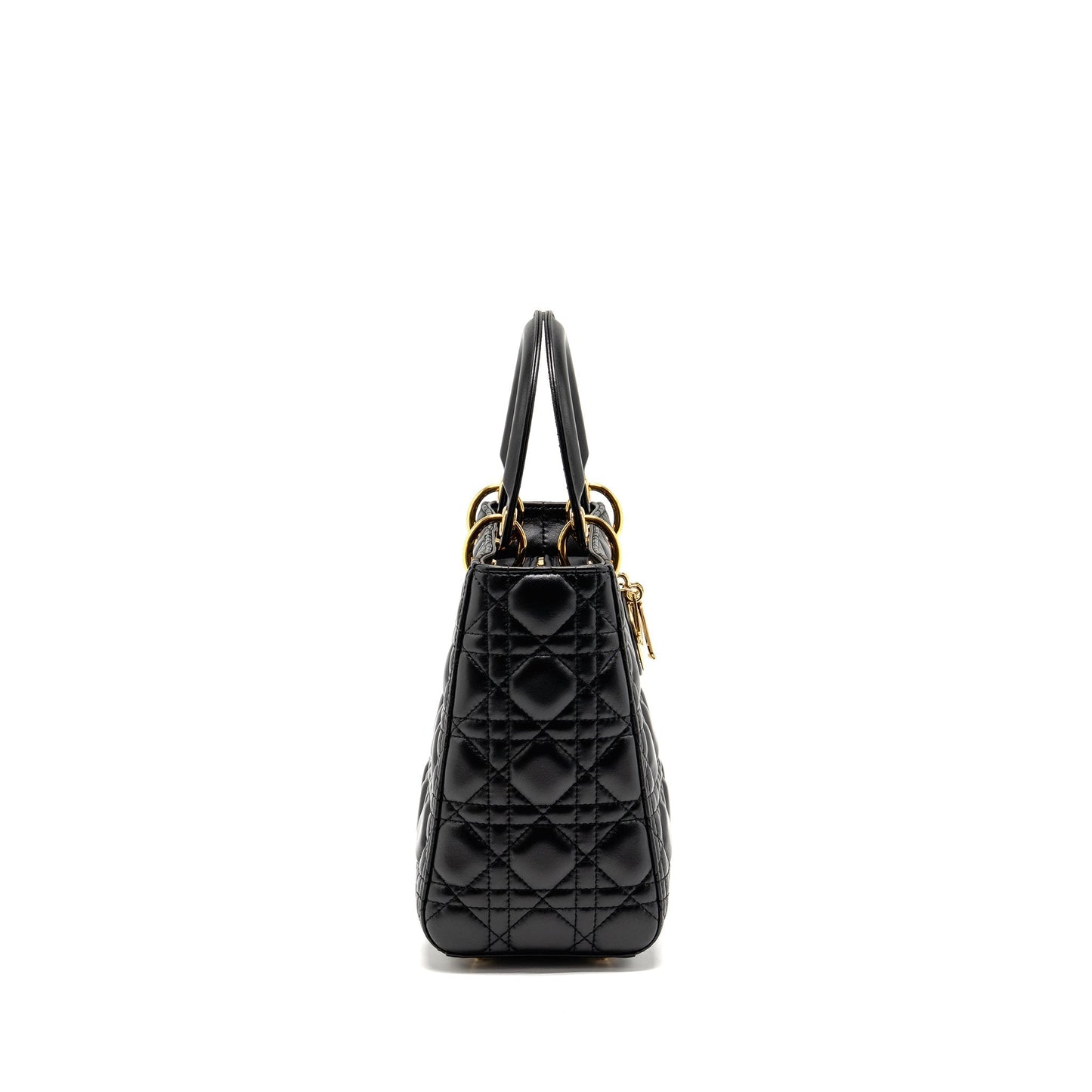 Dior Lady Lambskin Handbag Black Medium Travel Bag
