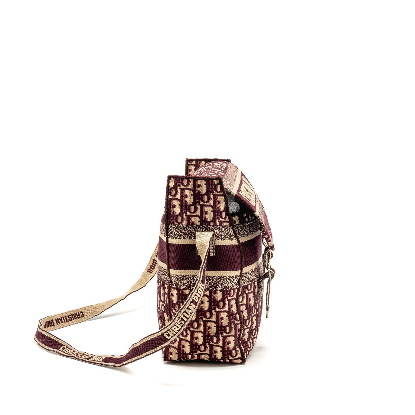 Dior Crossbody Messenger Purse Oblique Burgundy Handbag Canvas Beige Crossbody Bag