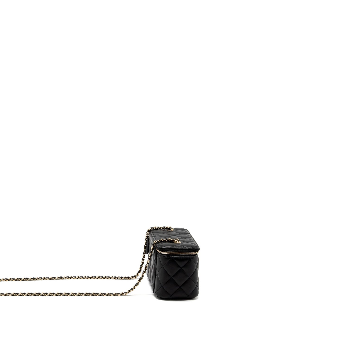 Chanel Long Vanity Lambskin LGHW Microchip Black Handbag