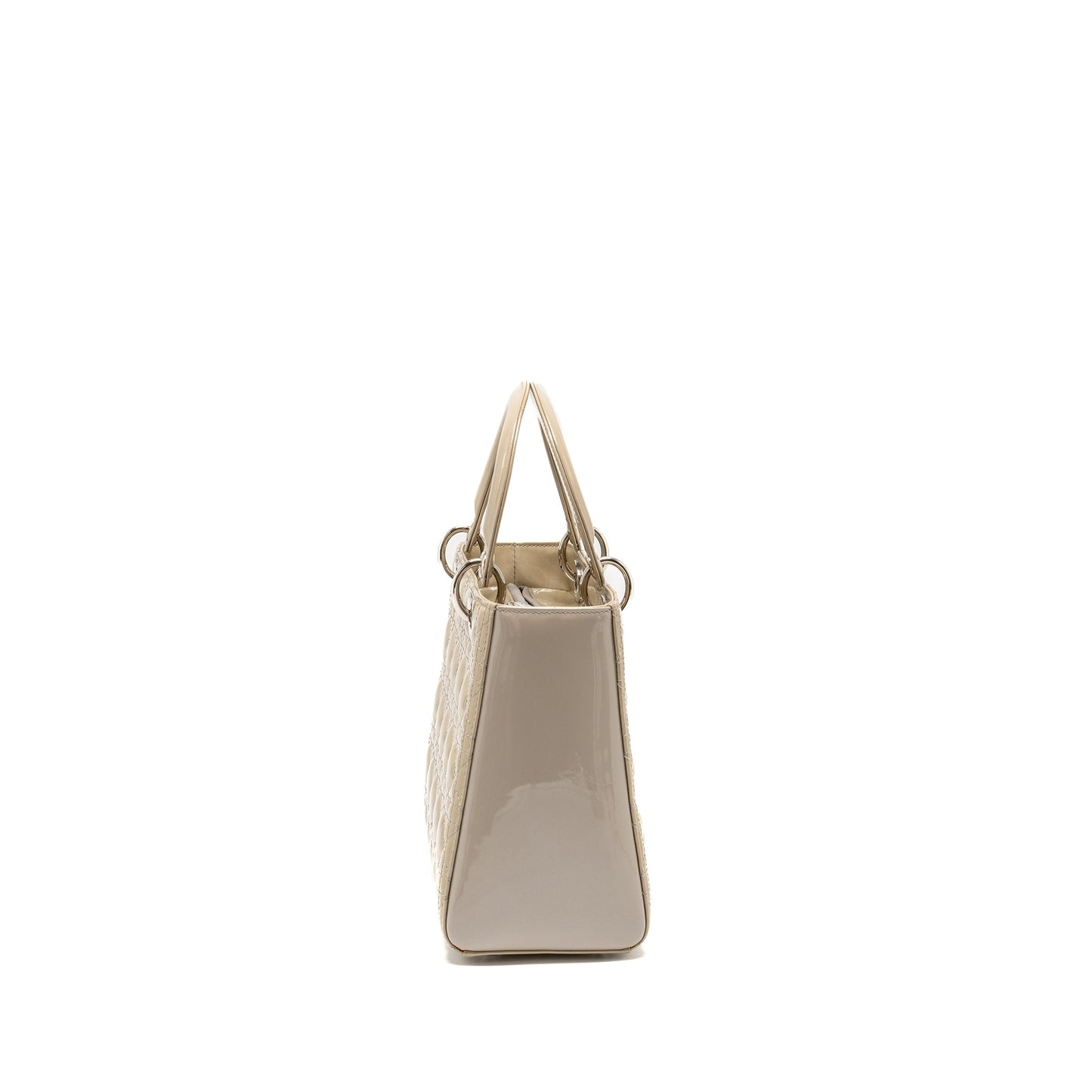 Dior Lady Patent Handbag Beige Medium Travel Bag Beige Handbag