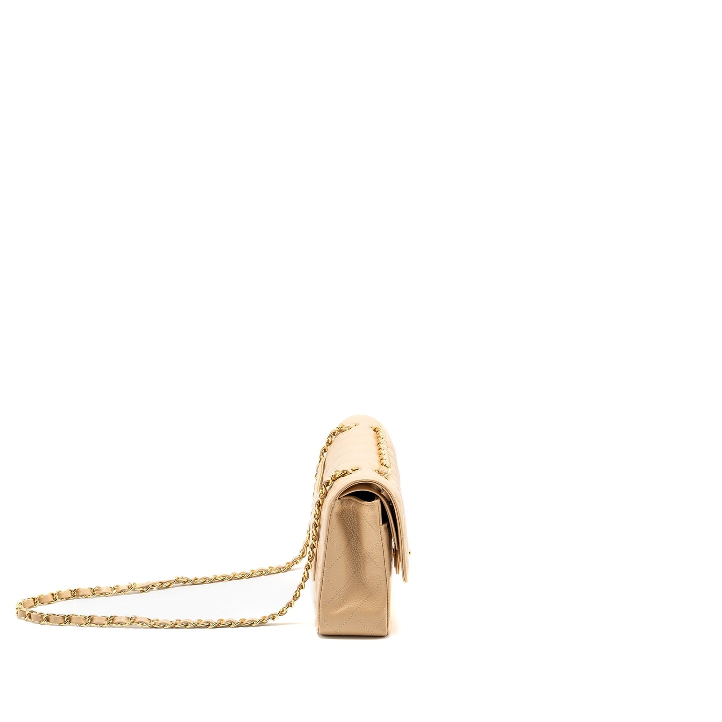 Chanel Classic Double Flap Caviar GHW Beige Shoulder Bag Beige Ghw
