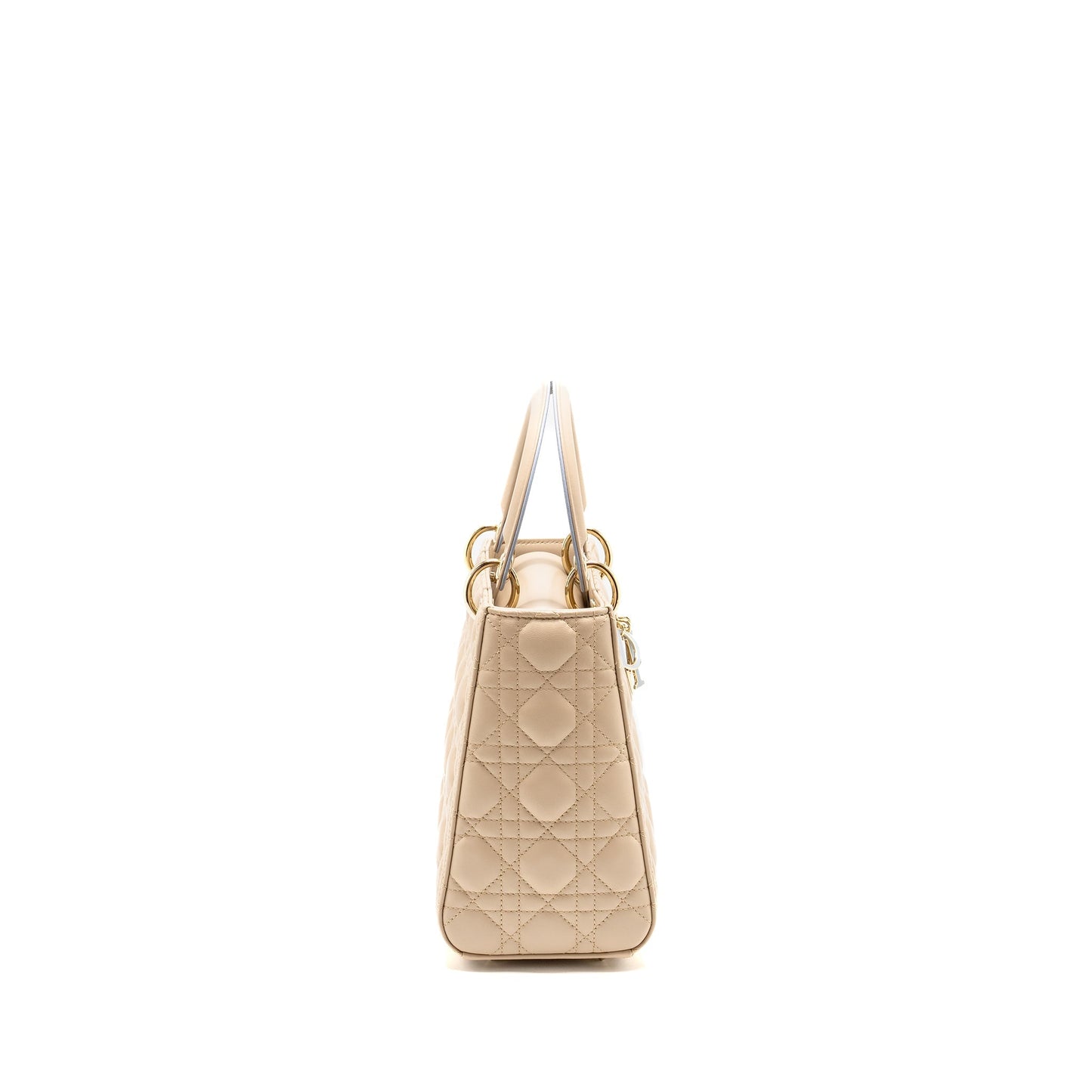 Dior Lady Lambskin Handbag Beige Blue Travel Bag