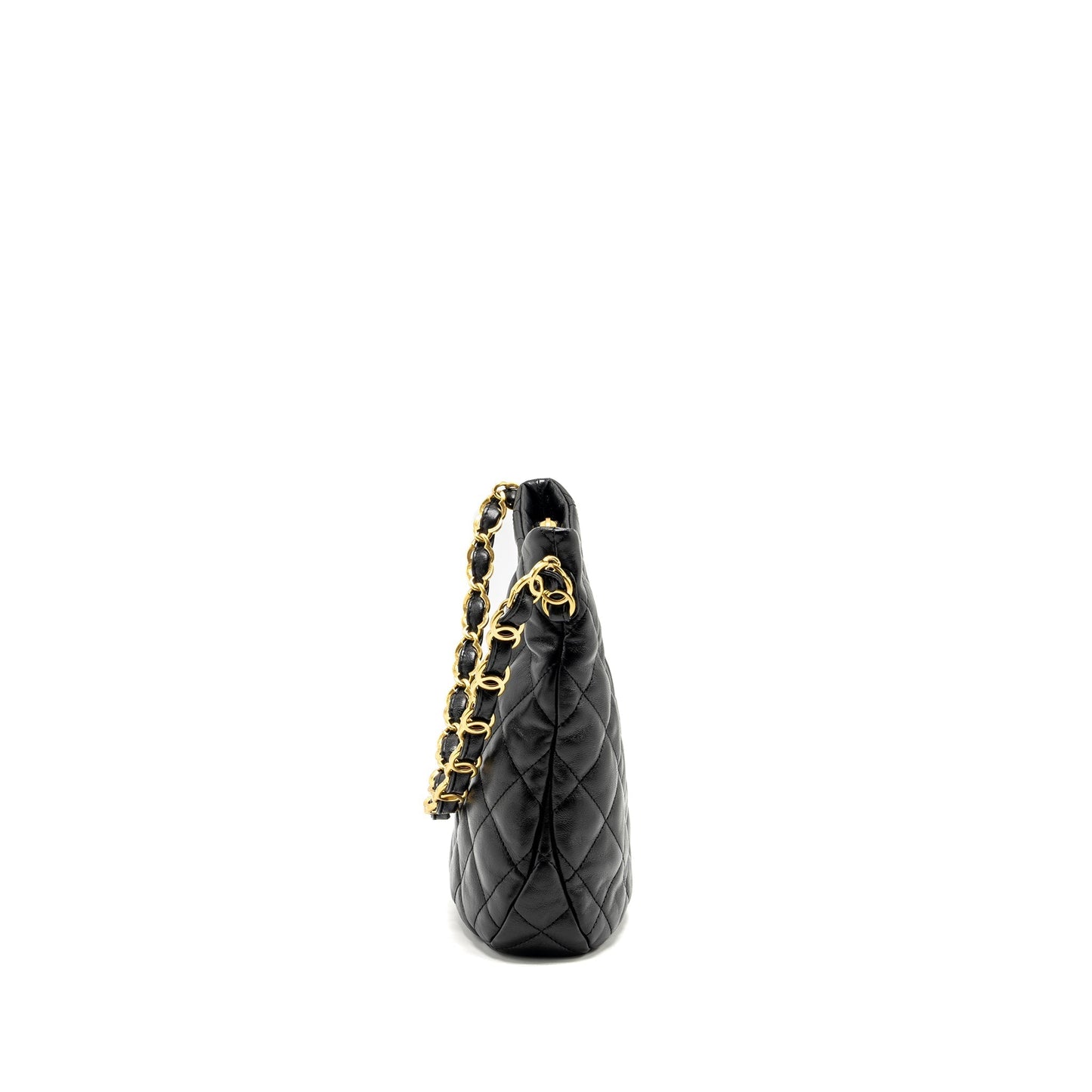 Chanel 22K Hobo Lambskin GHW Microchip Black Shoulder Bag Microchip 1