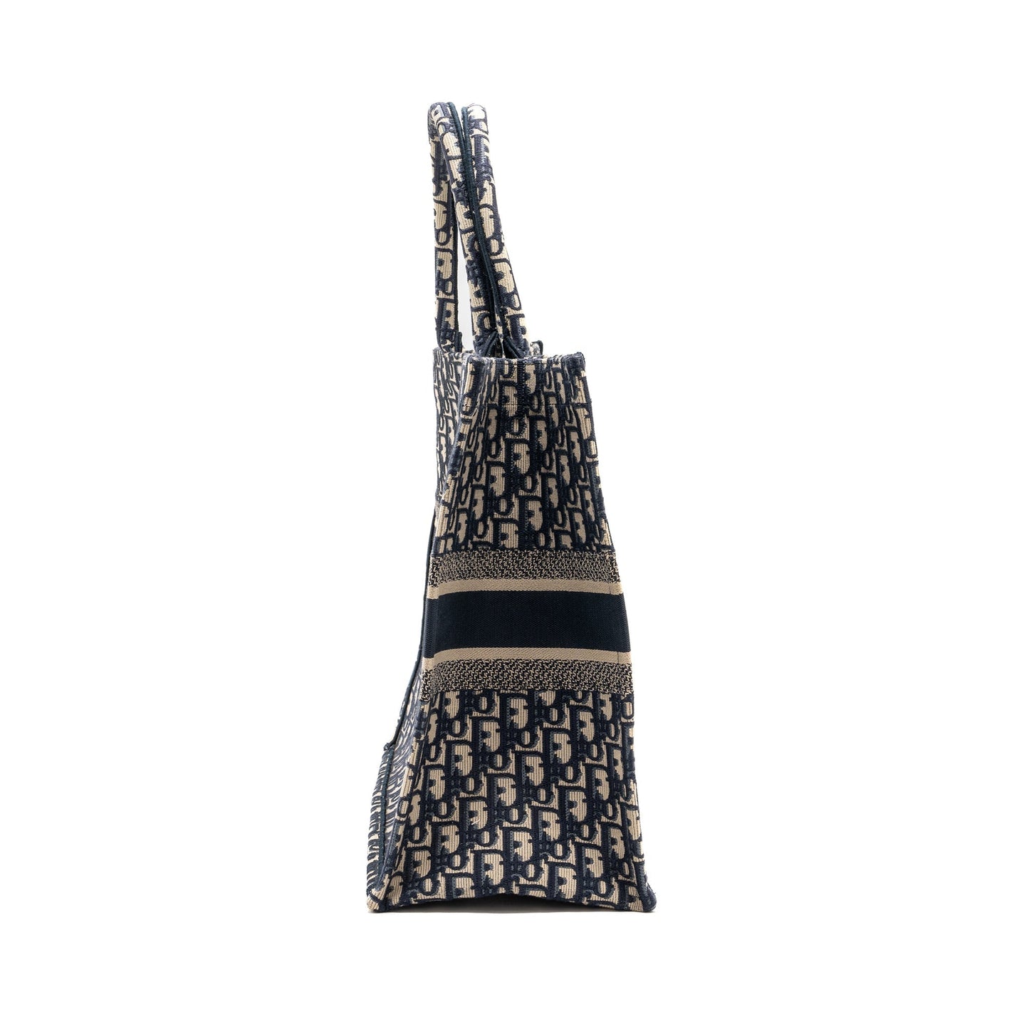 Dior Book Tote Ecru And Oblique Embroidery Handbag Blue Large Tote Bag