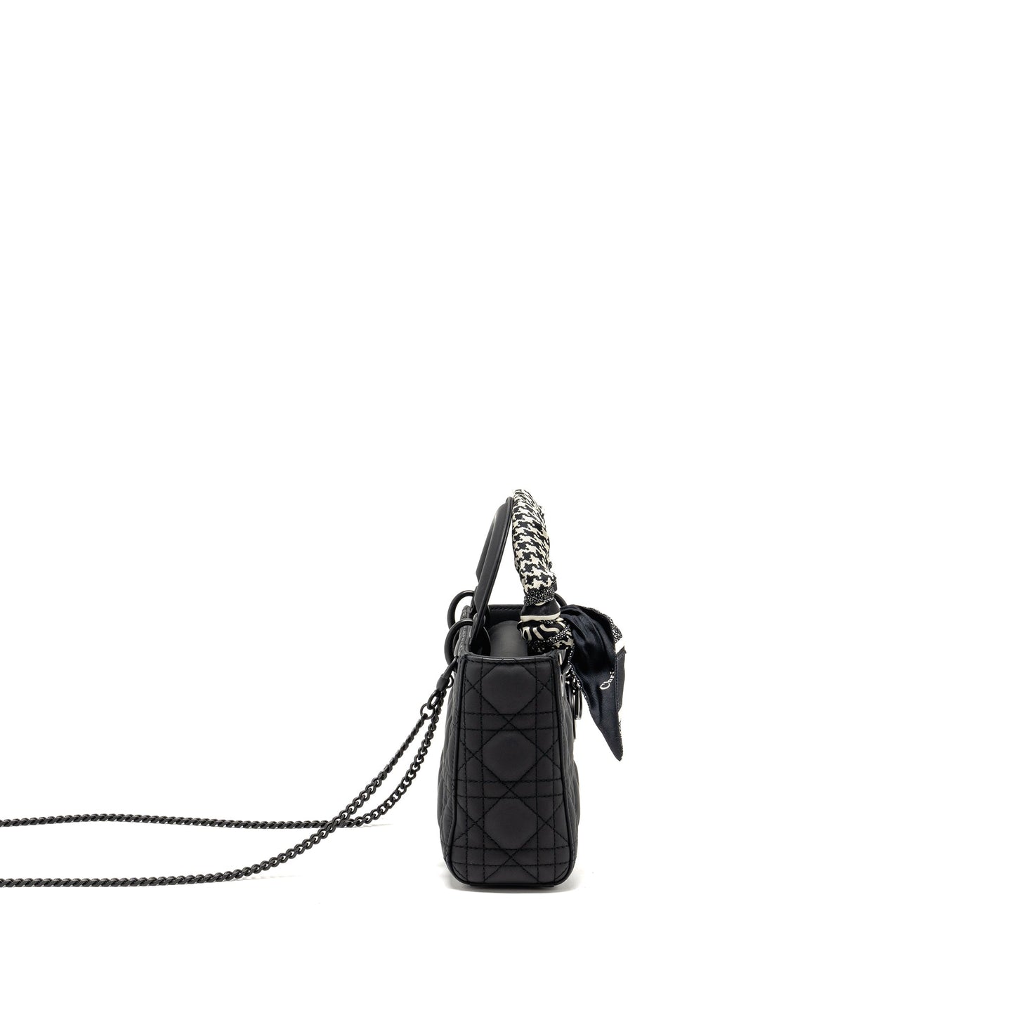 Dior Lady Ultramatte Cannage Calfskin So Handbag Black Mini Travel Bag