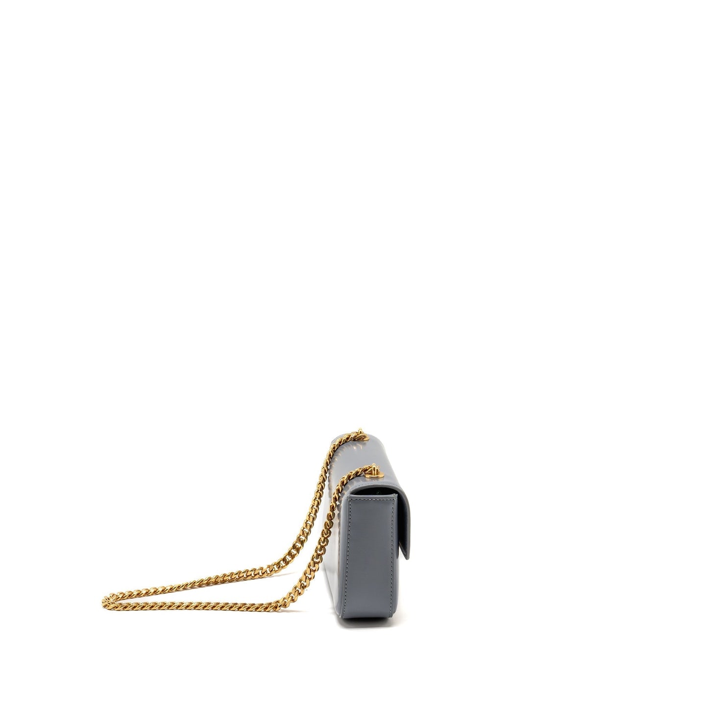 Luxury Shoulder Bag Claude Shiny Calfskin Grey Blue Chain