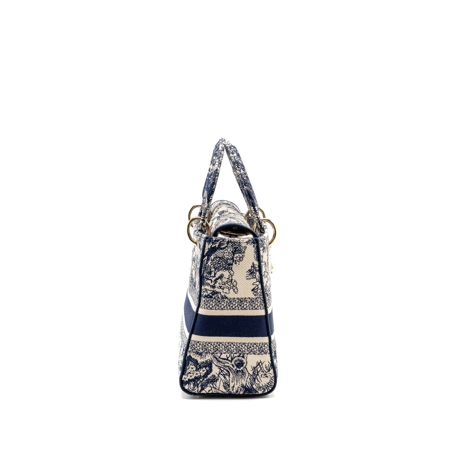 Dior Lady D Lite Purse Toile De Jouy Blue Medium Travel Bag