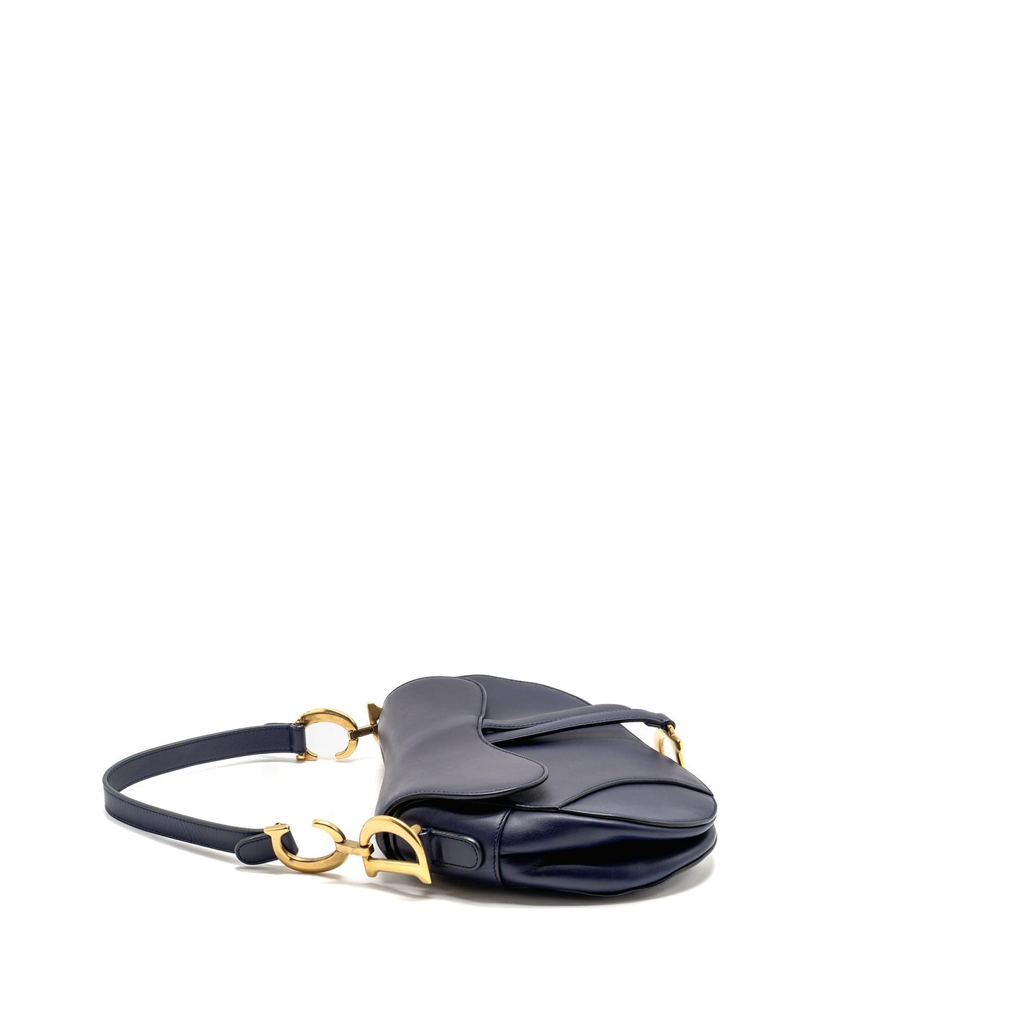 Dior Saddle Purse Calfskin Navy With Oblique Strap Black Medium Travel Bag