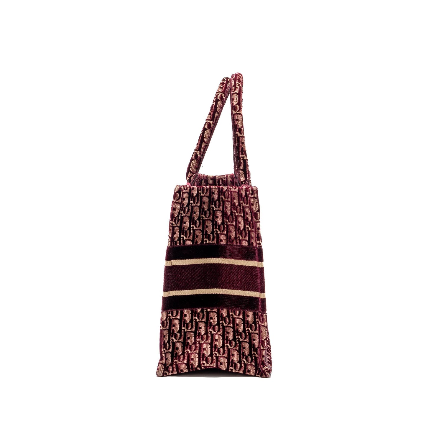 Dior Book Tote Oblique Embroidery Velvet Dark Handbag Canvas Red Tote Bag