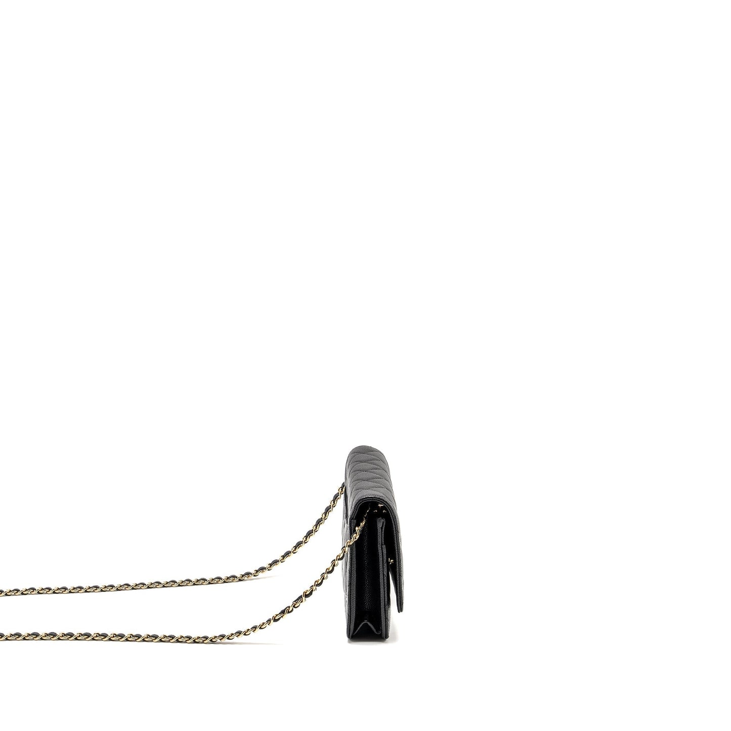 Chanel Detailed CC Logo on Caviar LGHW Black Wallet Case