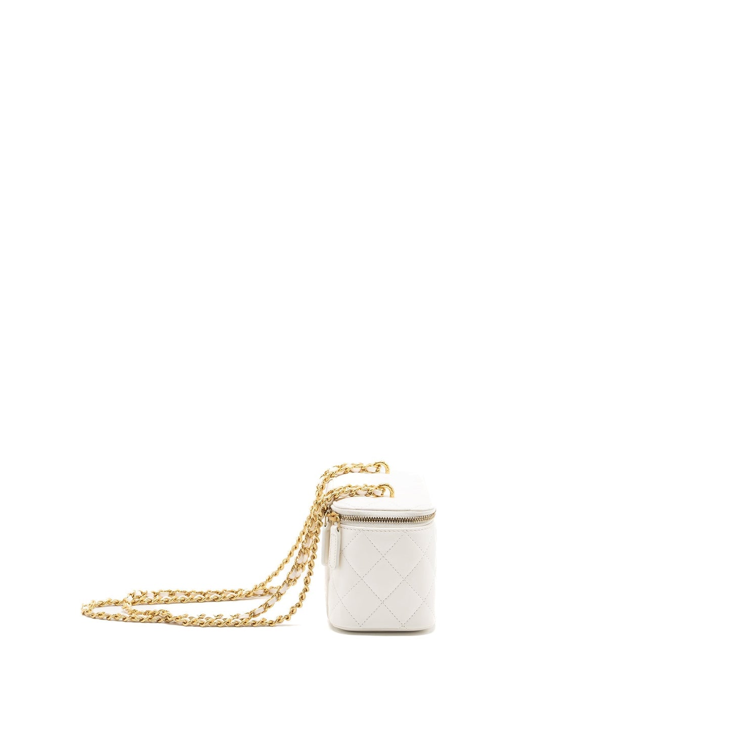 Chanel long vanity lambskin GHW Microchip White Handbag