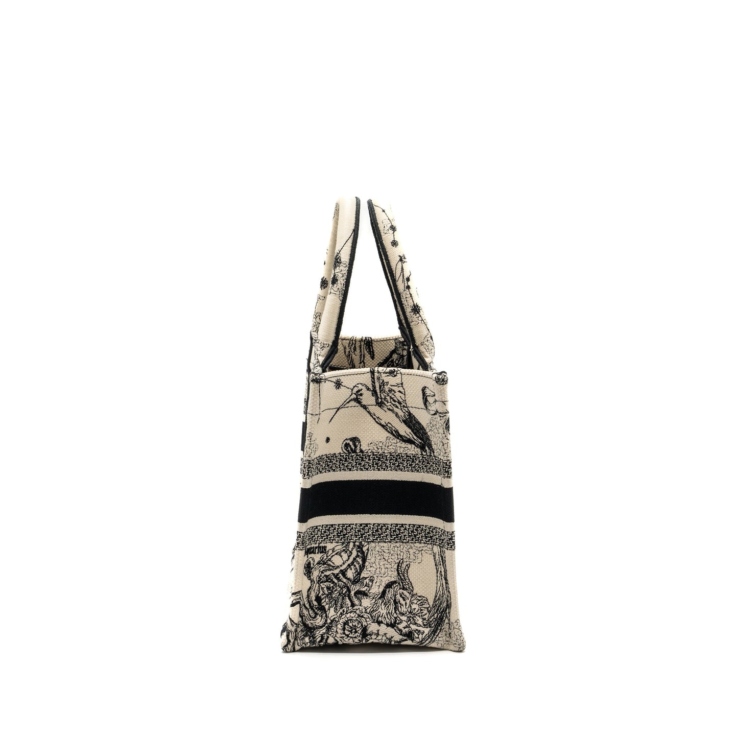 Dior Book Tote Latte Toile De Jouy Zodiac Black Small Tote Bag
